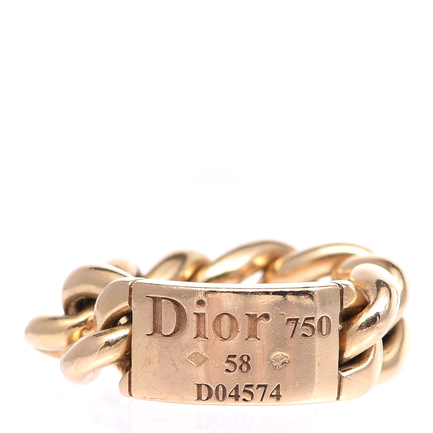 CHRISTIAN DIOR 18K Yellow Gold Gourmette Ring 56 7.5 300964 | FASHIONPHILE