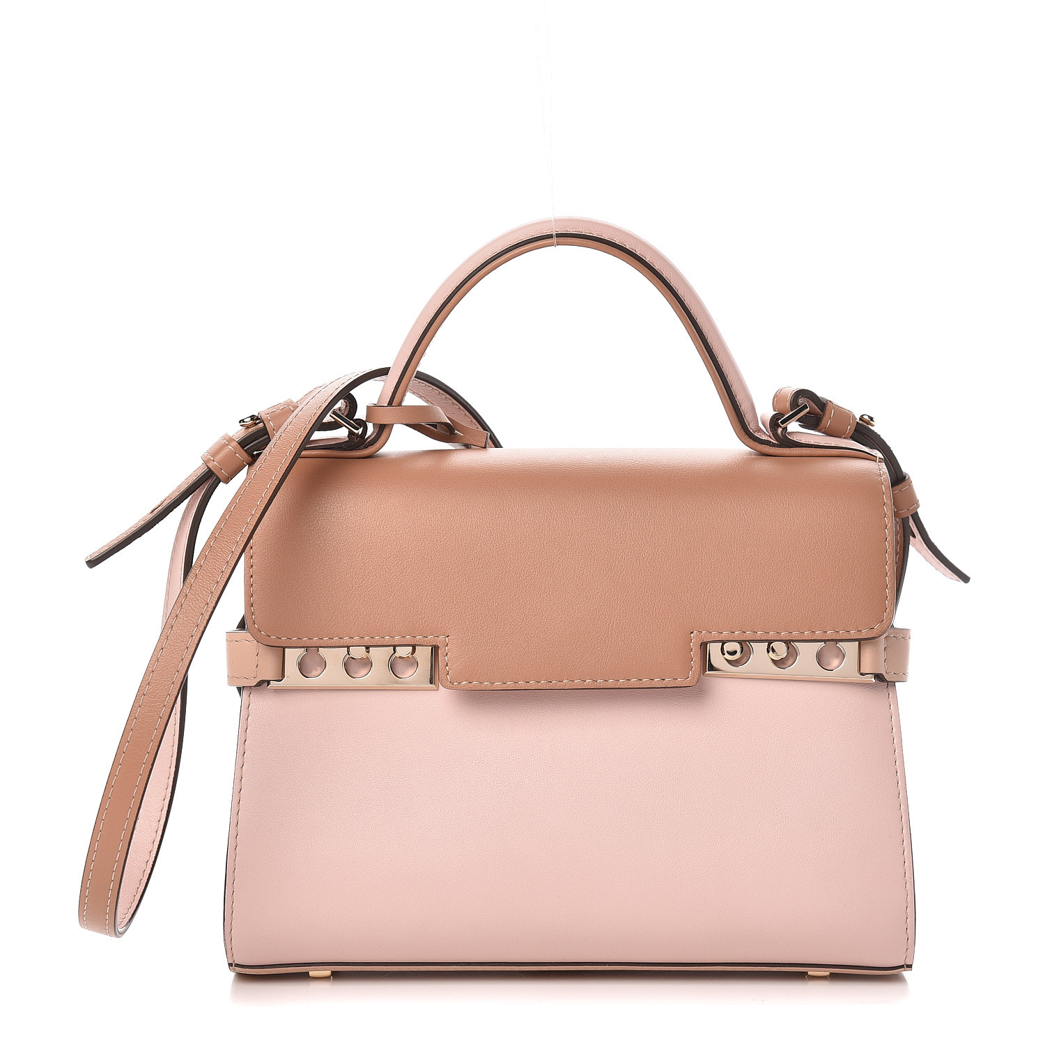 DELVAUX Smooth Calfskin Mini Tempete Satchel Vision Pink 488592
