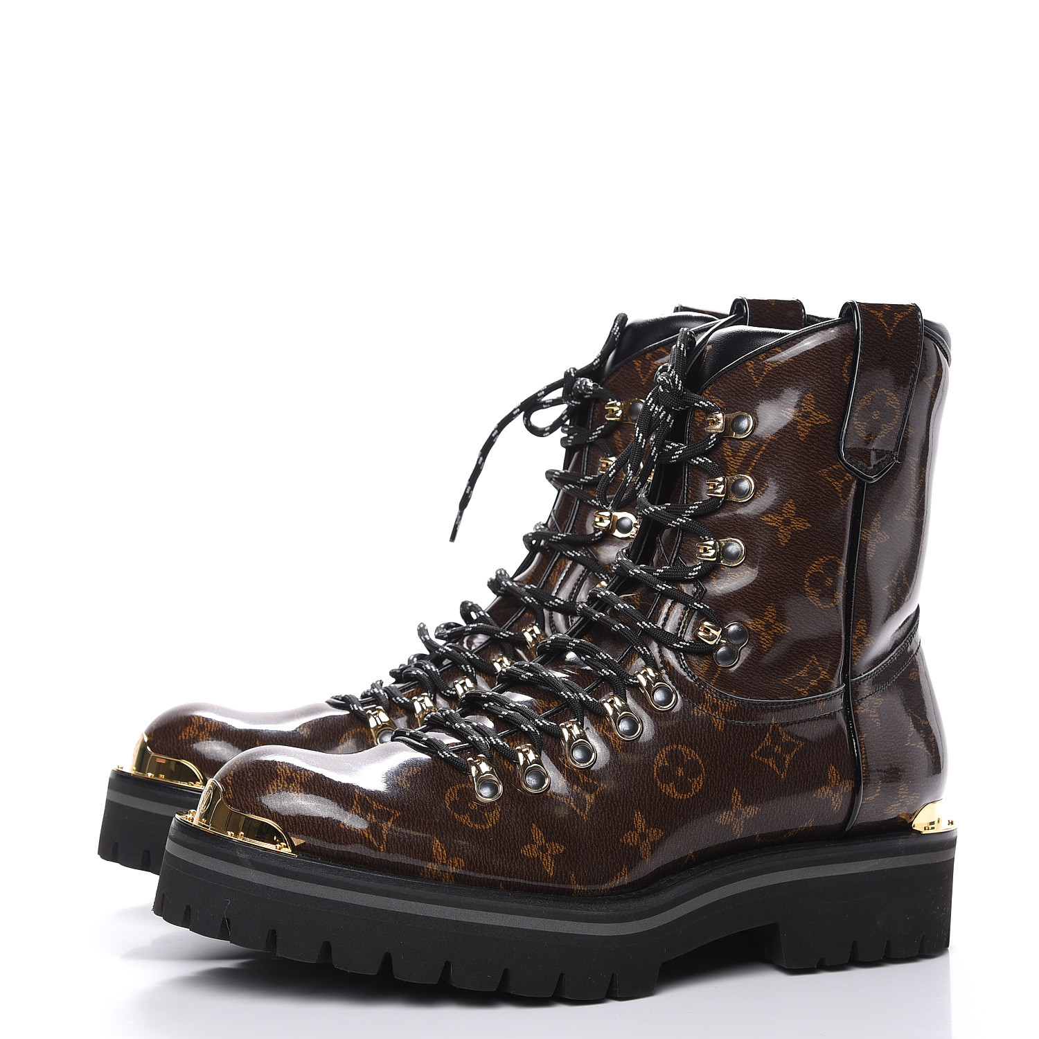 LOUIS VUITTON Monogram Glaze Mens Outland Ankle Boots 8.5 Ebene 490139