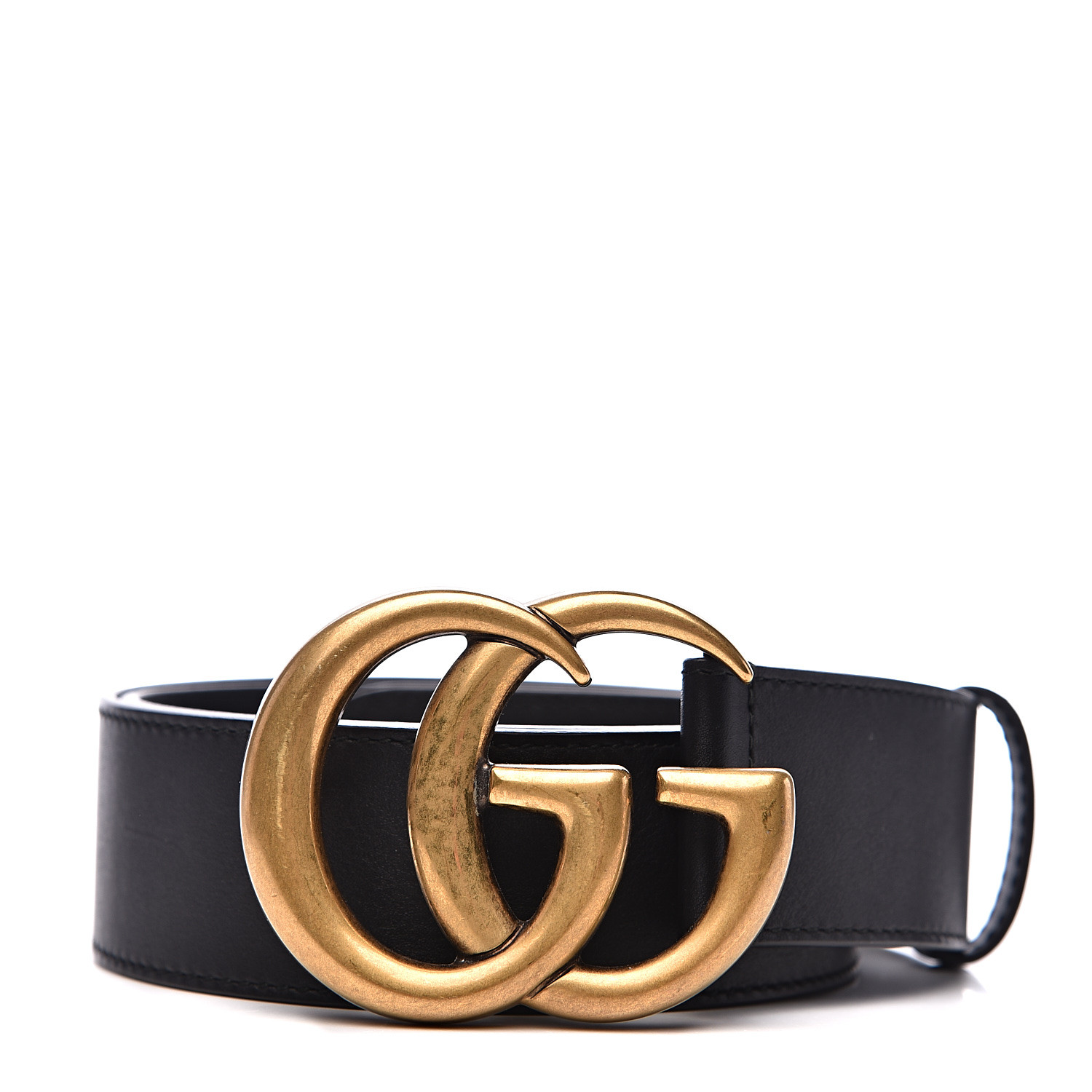 GUCCI Calfskin Double G Belt 80 32 Black 533924