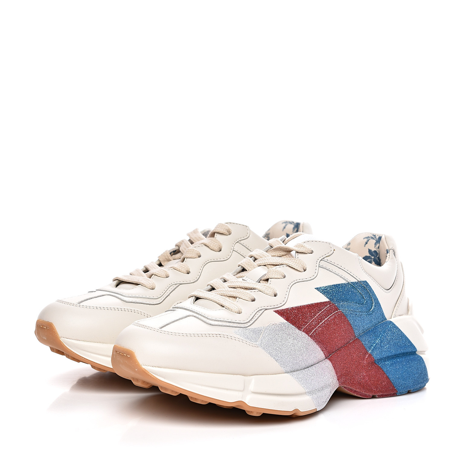 gucci ivory rhyton rainbow glitter sneakers