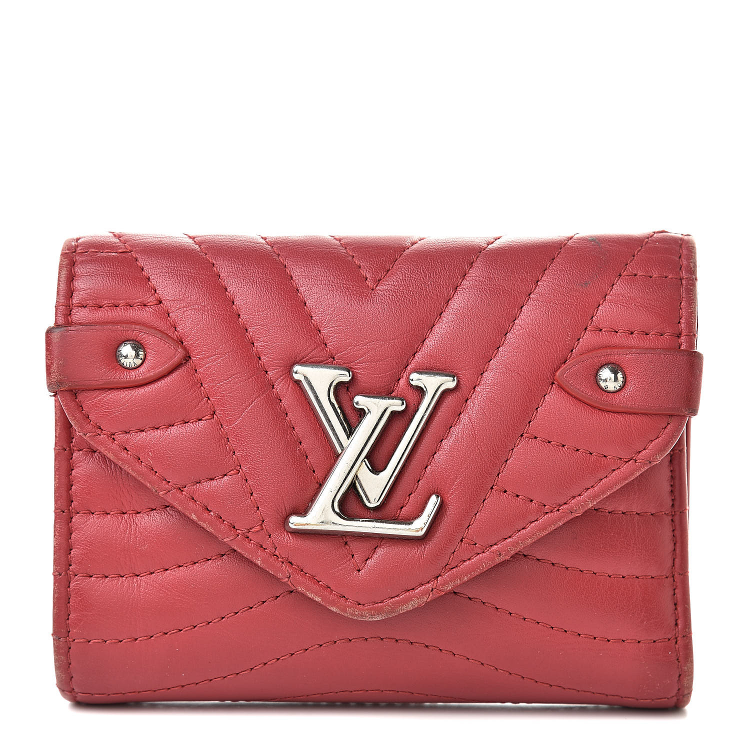 LOUIS VUITTON Calfskin New Wave Compact Wallet Rouge 521406