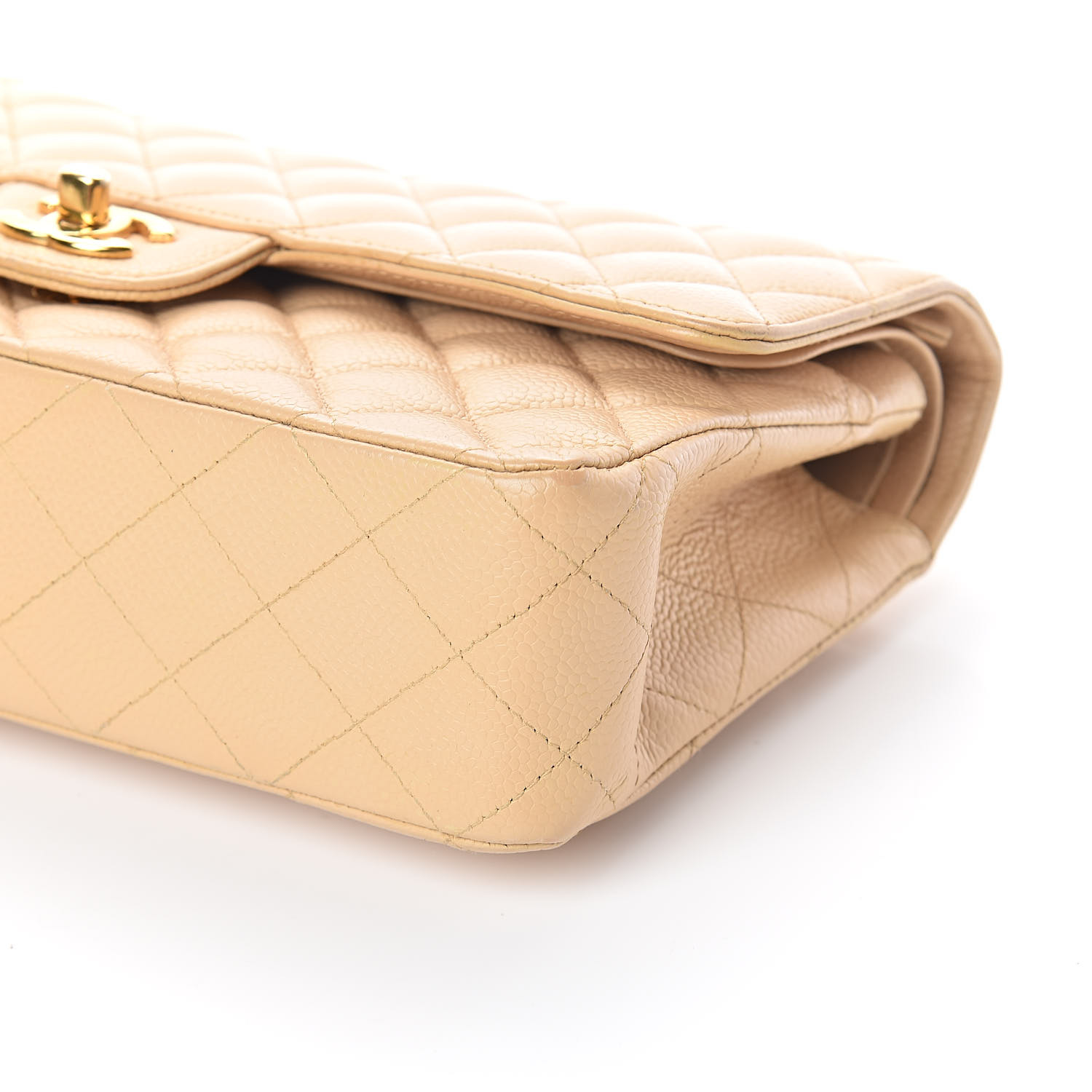 CHANEL Caviar Quilted Medium Double Flap Beige Clair 521799