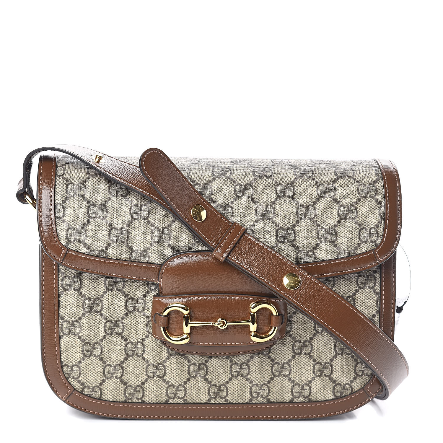 GUCCI GG Supreme Monogram 1955 Horsebit Shoulder Bag Brown 521289