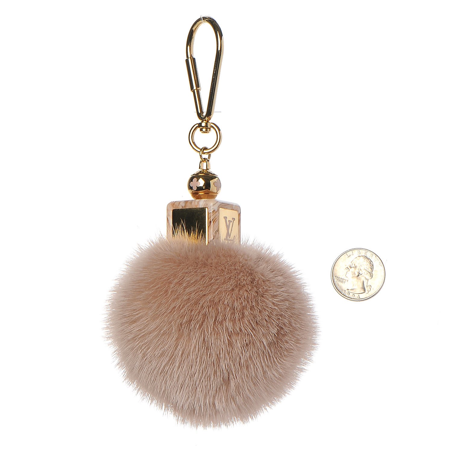 LOUIS VUITTON Mink Fur Fluffy Bag Charm Blush 236302
