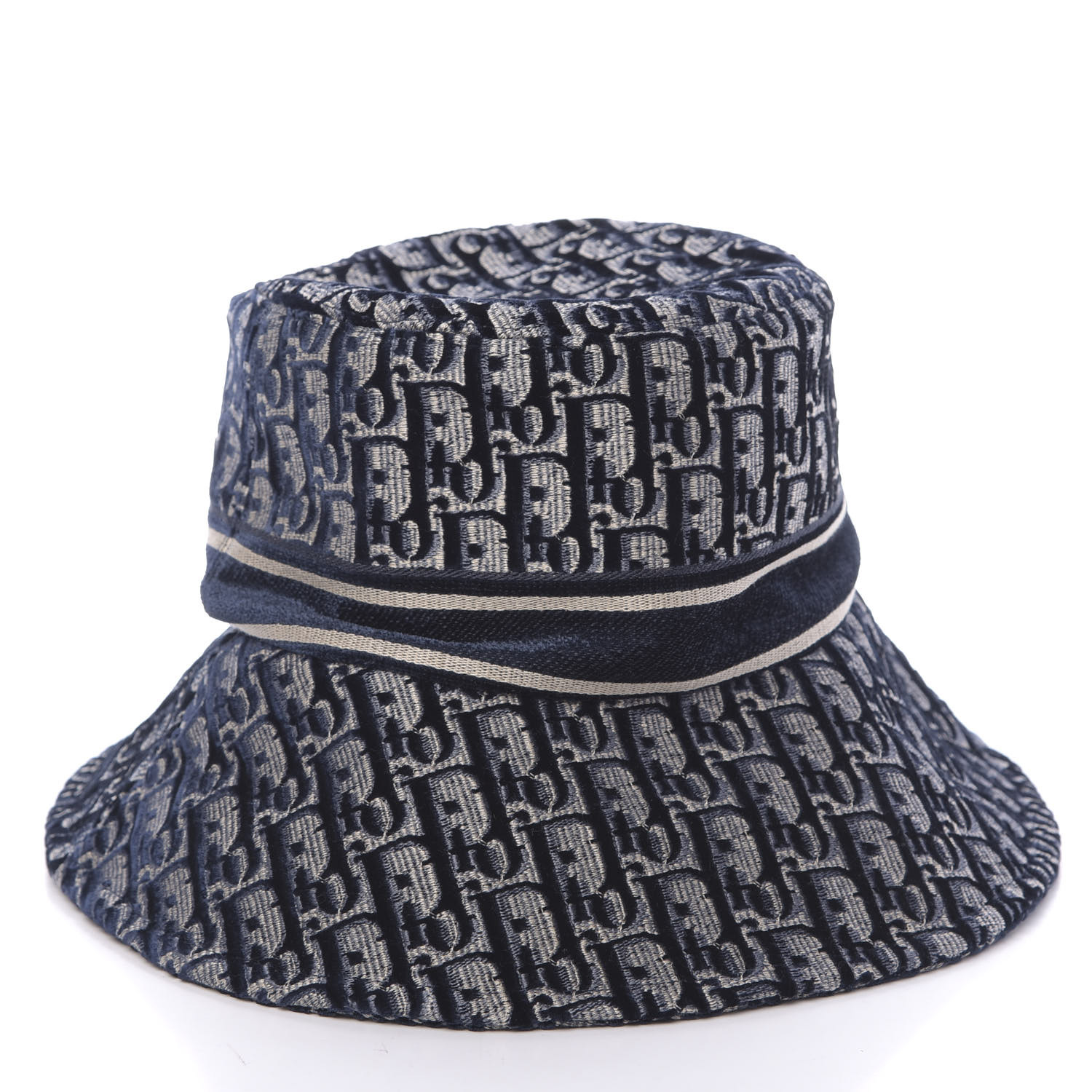 CHRISTIAN DIOR Velvet Oblique Large Brim Bucket Hat 58 Bleu Marine ...
