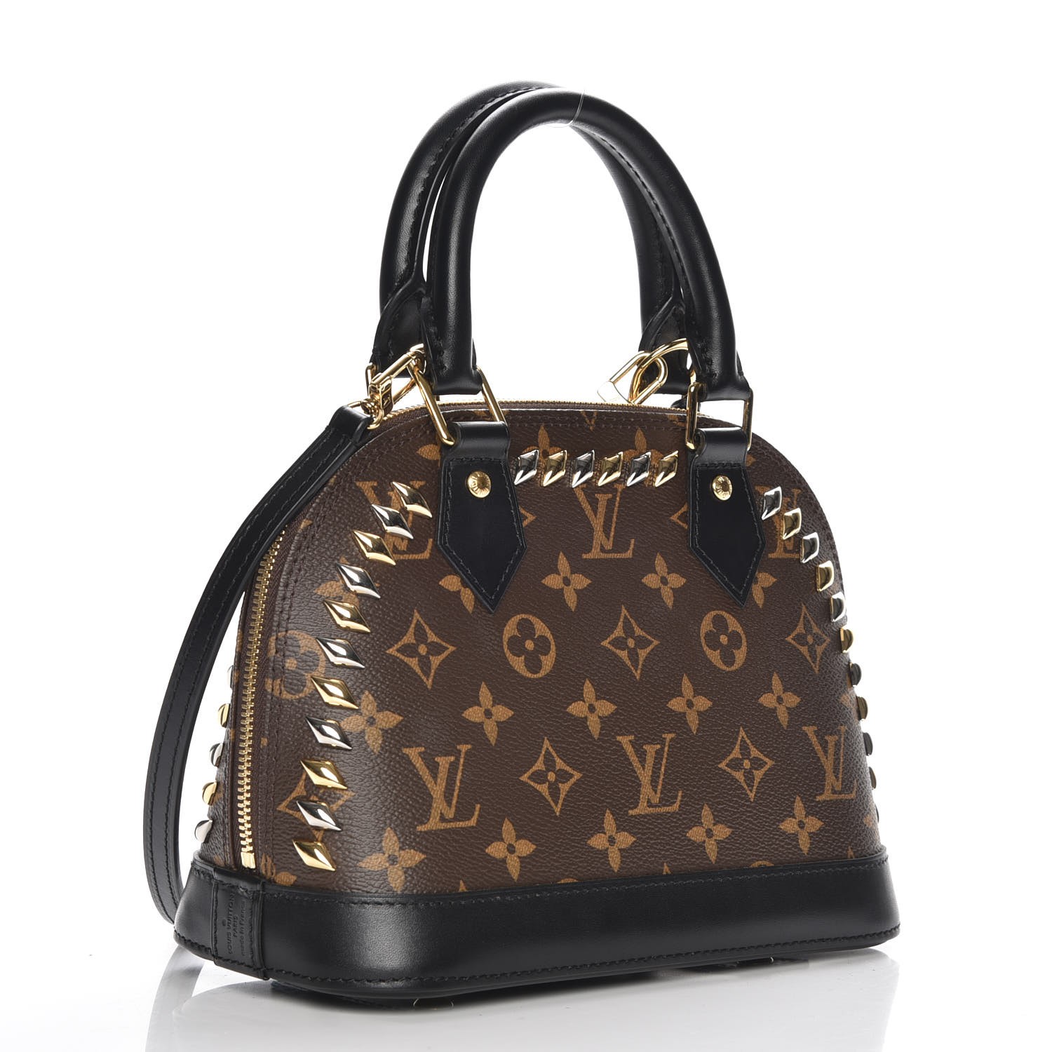 LOUIS VUITTON Monogram Macassar Studded Alma BB 217496