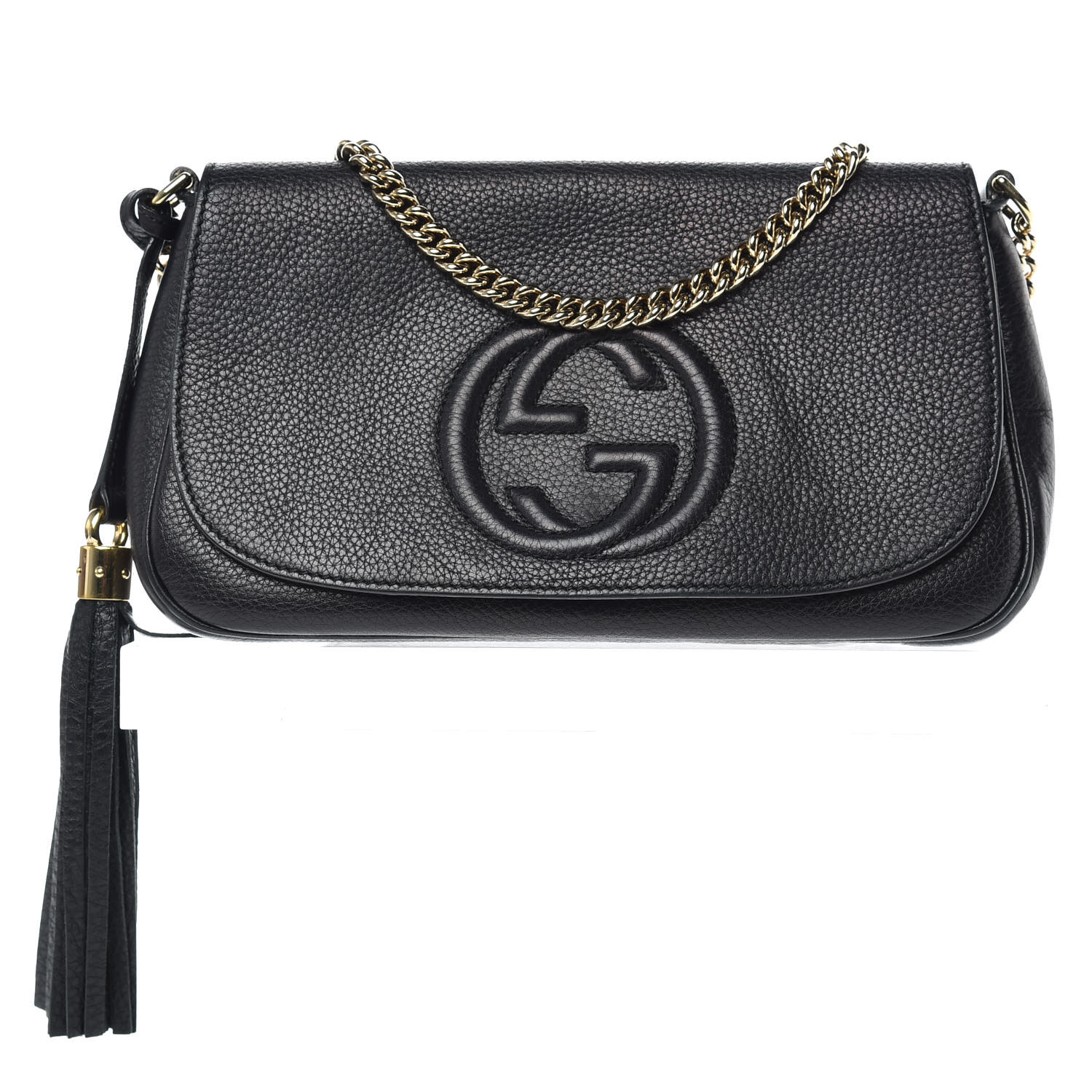 GUCCI Pebbled Calfskin Medium Soho Shoulder Bag Black 435578