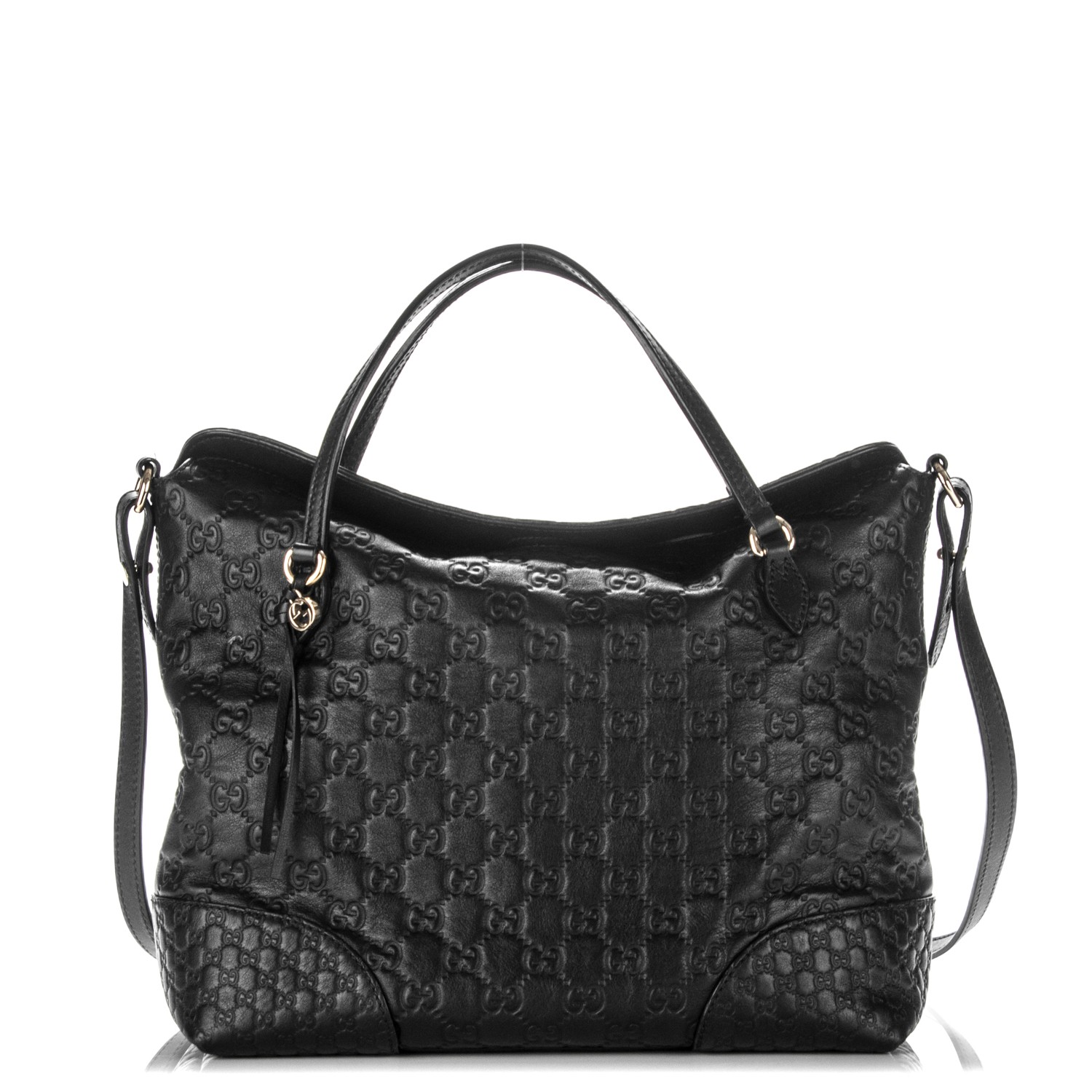 GUCCI Guccissima Medium Bree Top Handle Bag Black 207036