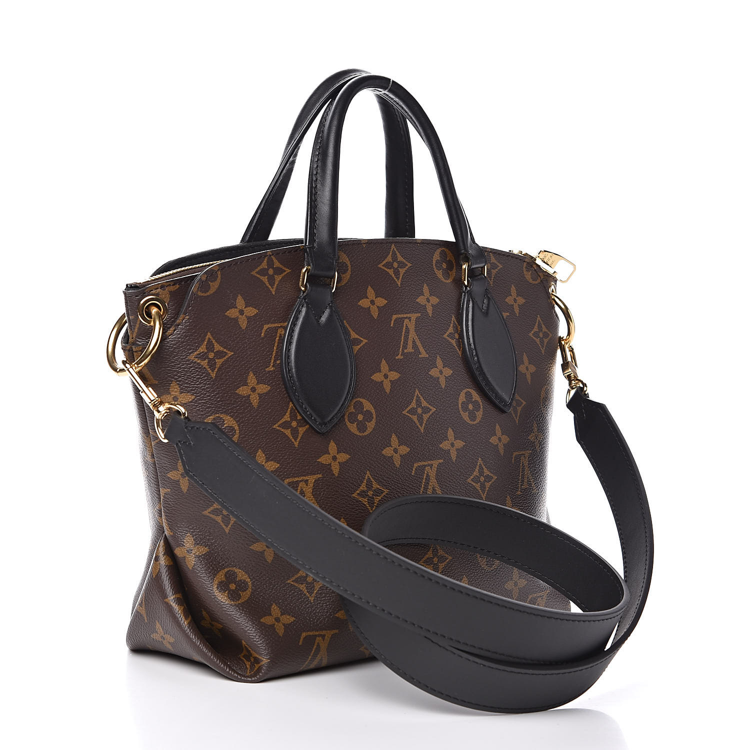 LOUIS VUITTON Monogram Flower Zipped Tote PM Black 516838