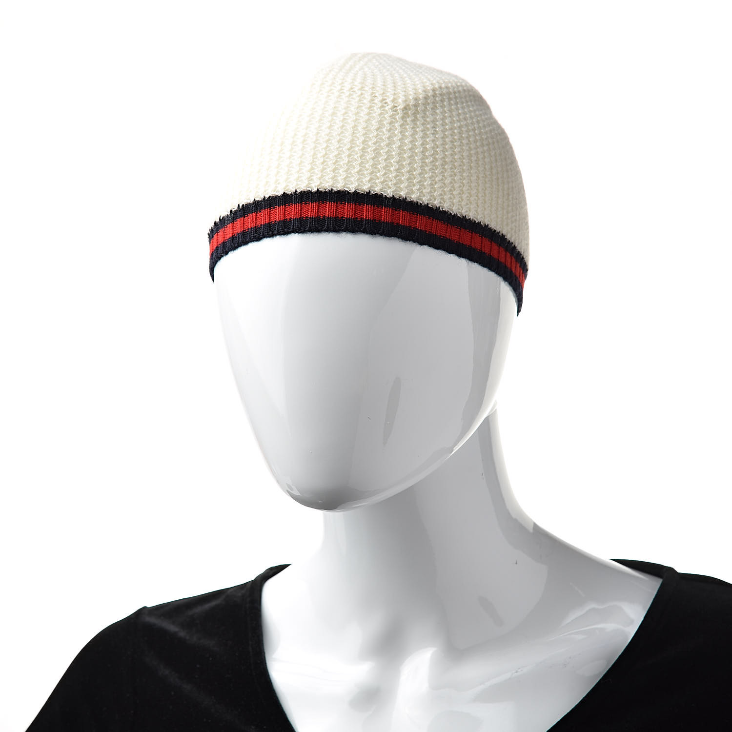 GUCCI Cashmere Web Kids Beanie Hat M White 516562