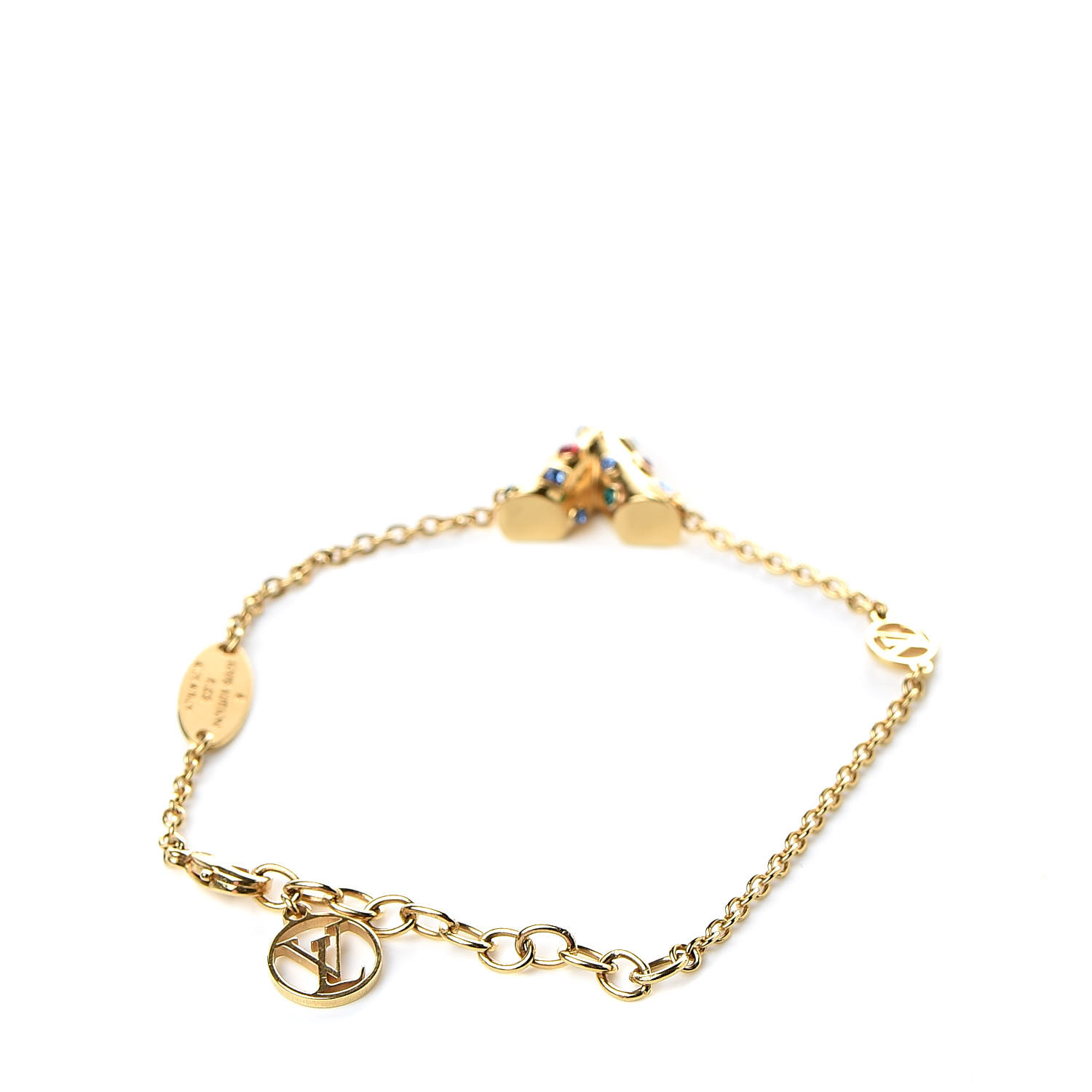 LOUIS VUITTON Crystal Essential V Planète Supple Bracelet Gold 507327