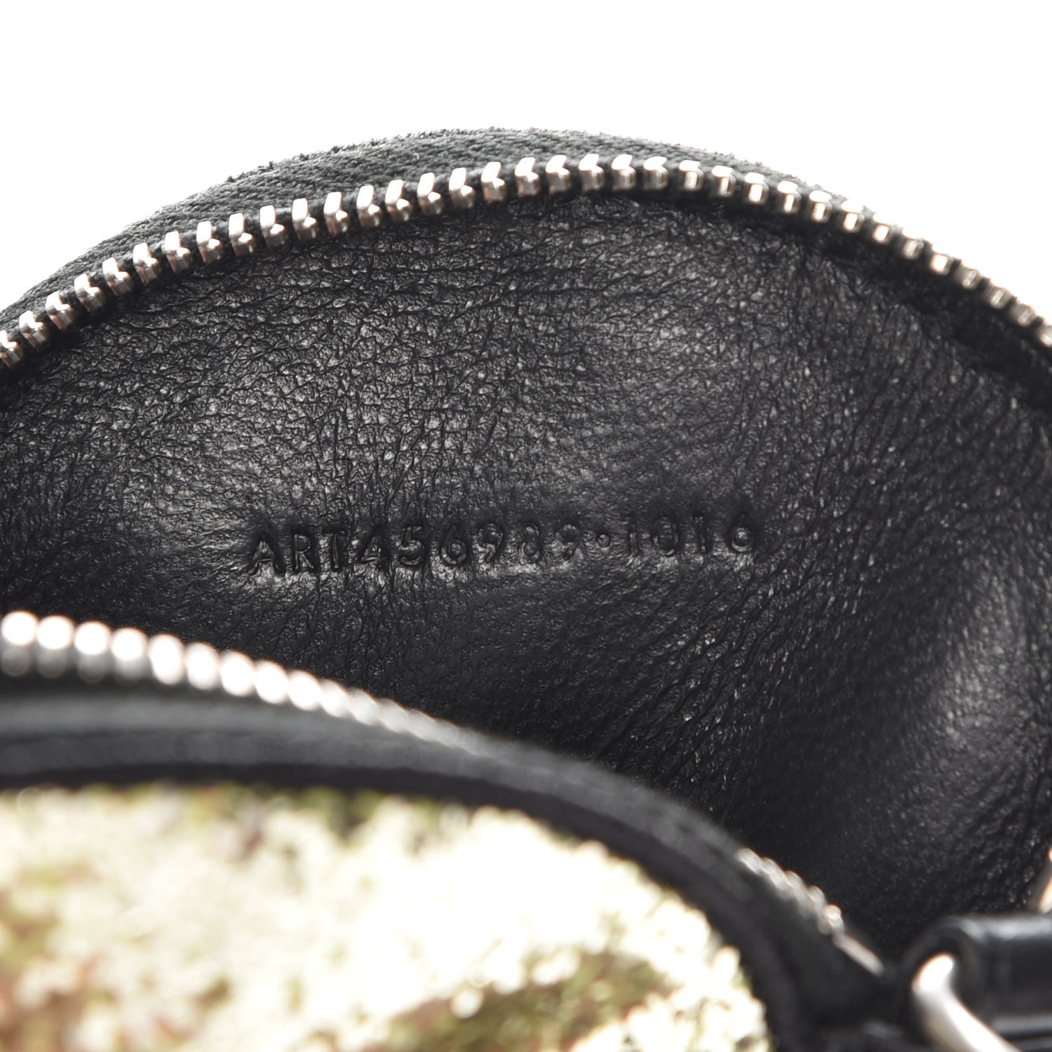 SAINT LAURENT Calfskin Glitter Circular Zip Pouch ...