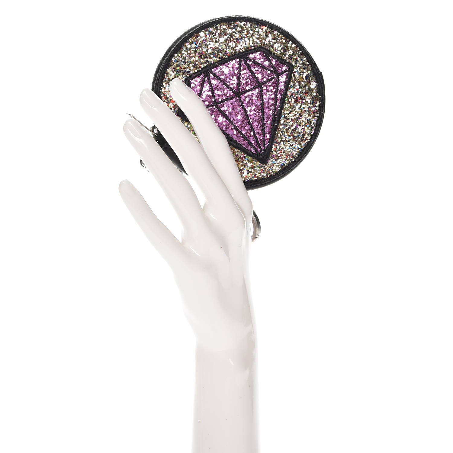 SAINT LAURENT Calfskin Glitter Circular Zip Pouch ...
