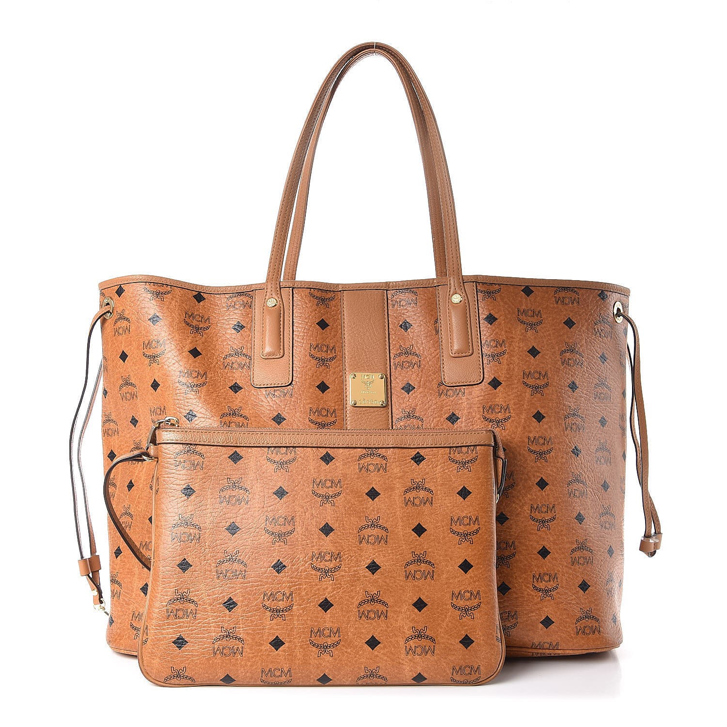 mcm liz large shopper bag cognac