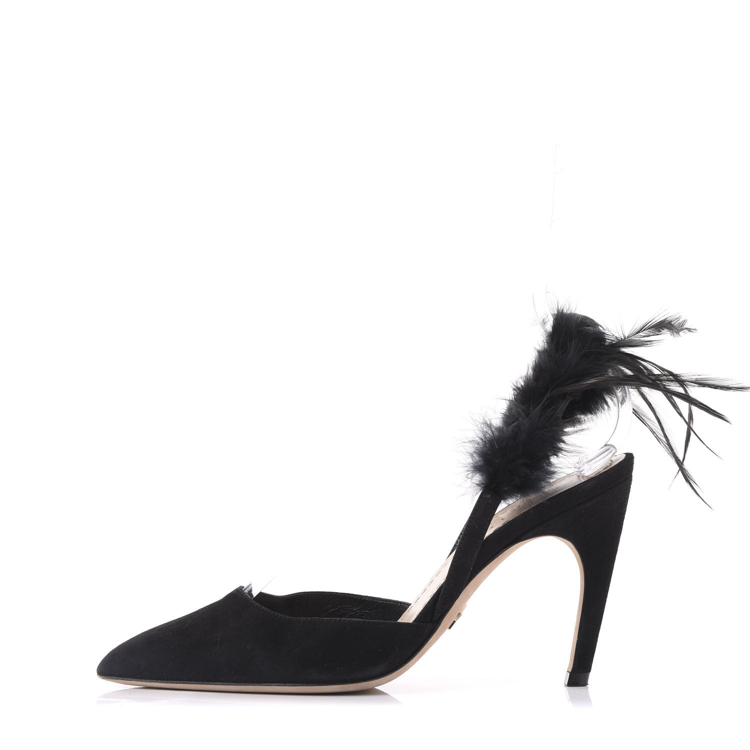 black feather pumps