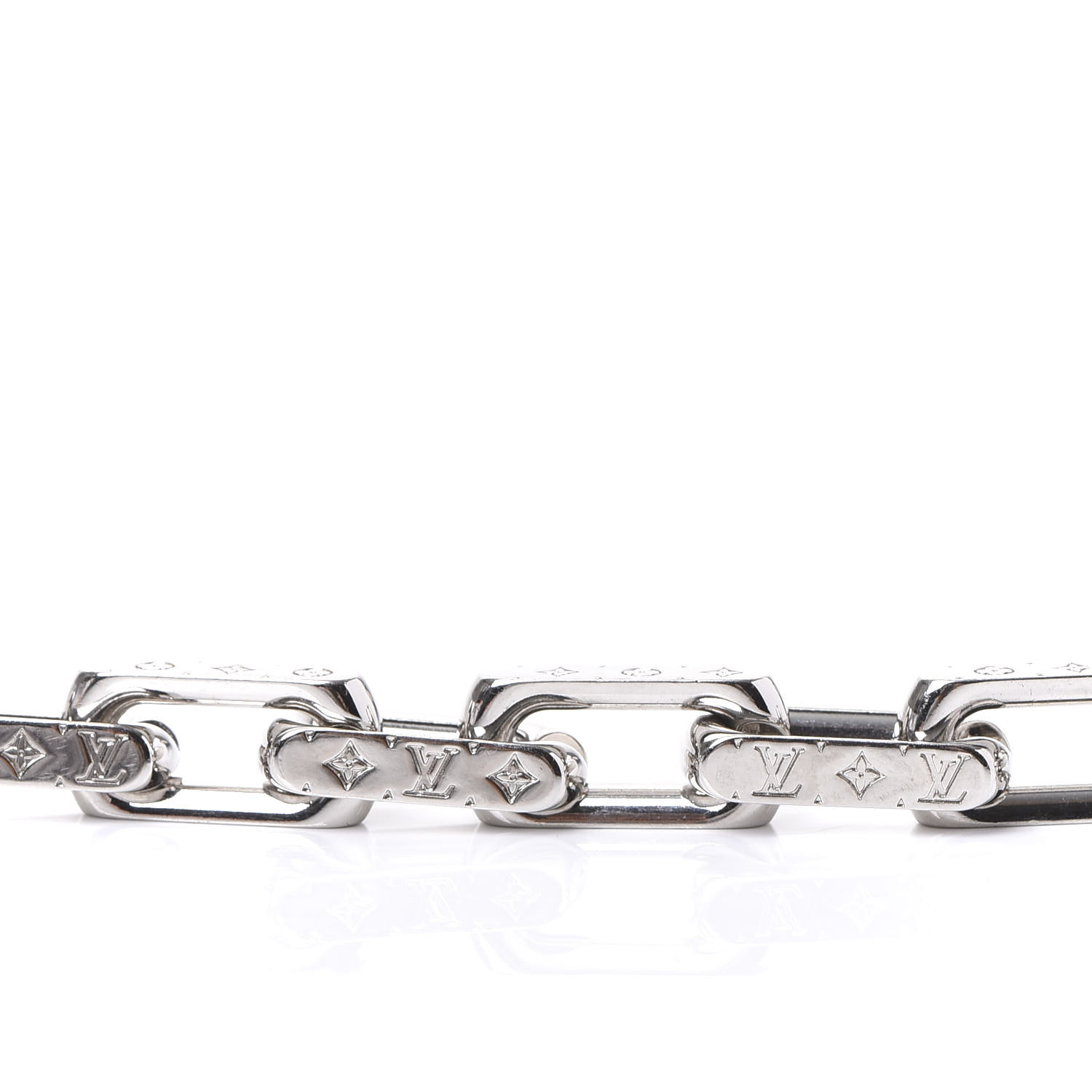 Louis Vuitton Monogram Damier Gold Pearl LV Charm Chain Link Bracelet in Box