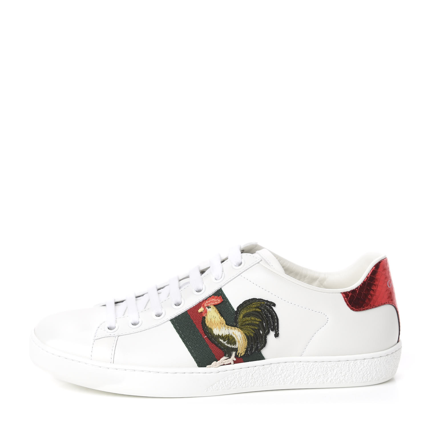 GUCCI Calfskin Web Rooster Embroidered 