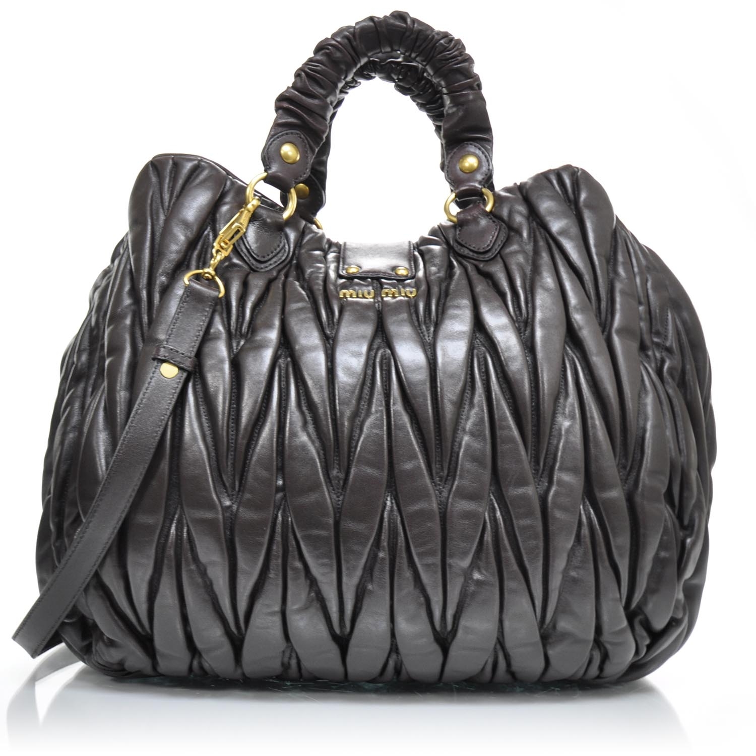 MIU MIU Leather Matelasse Shopping Tote Prugna 26854