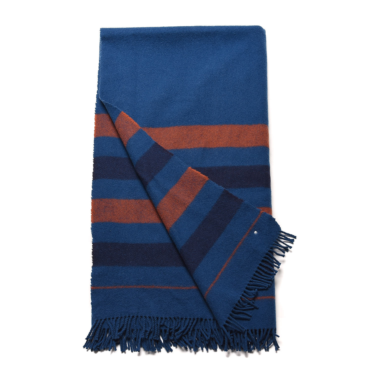 HERMES Wool Rocabar Blanket Bleu De Prusse 435753