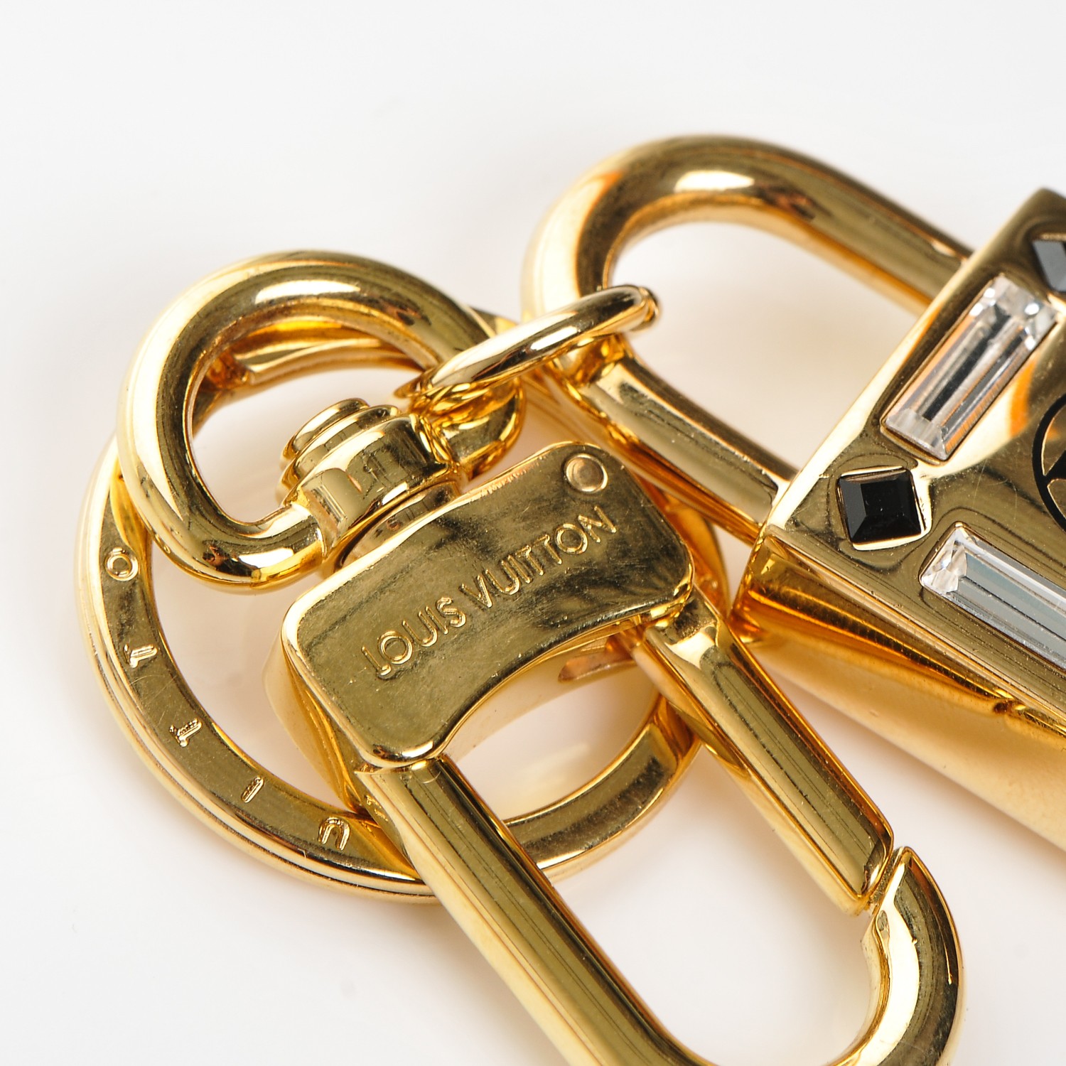LOUIS VUITTON Lock Me Strass Bag Charm Key Holder Gold 200026