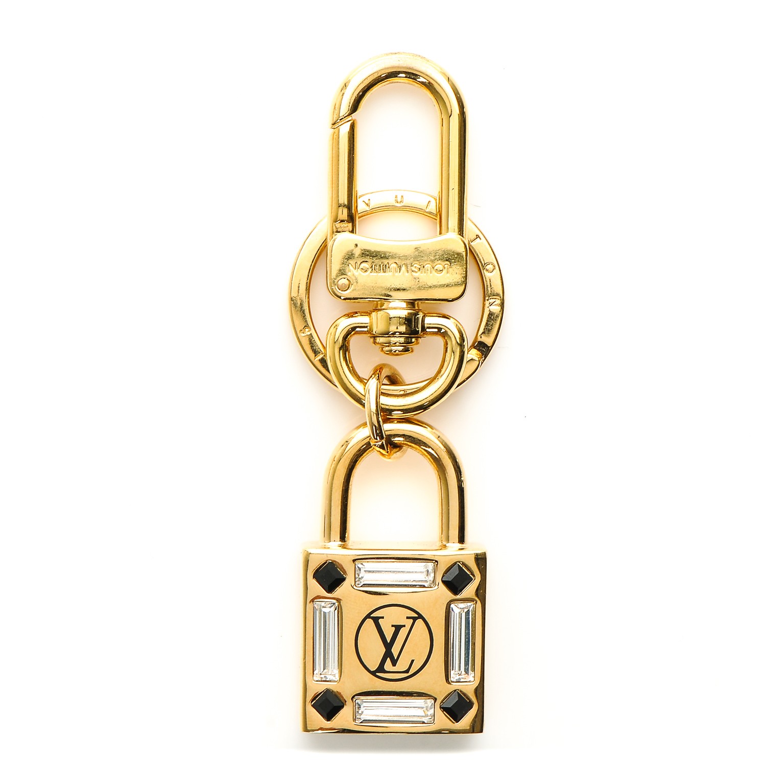 LOUIS VUITTON Lock Me Strass Bag Charm Key Holder Gold 200026 | FASHIONPHILE