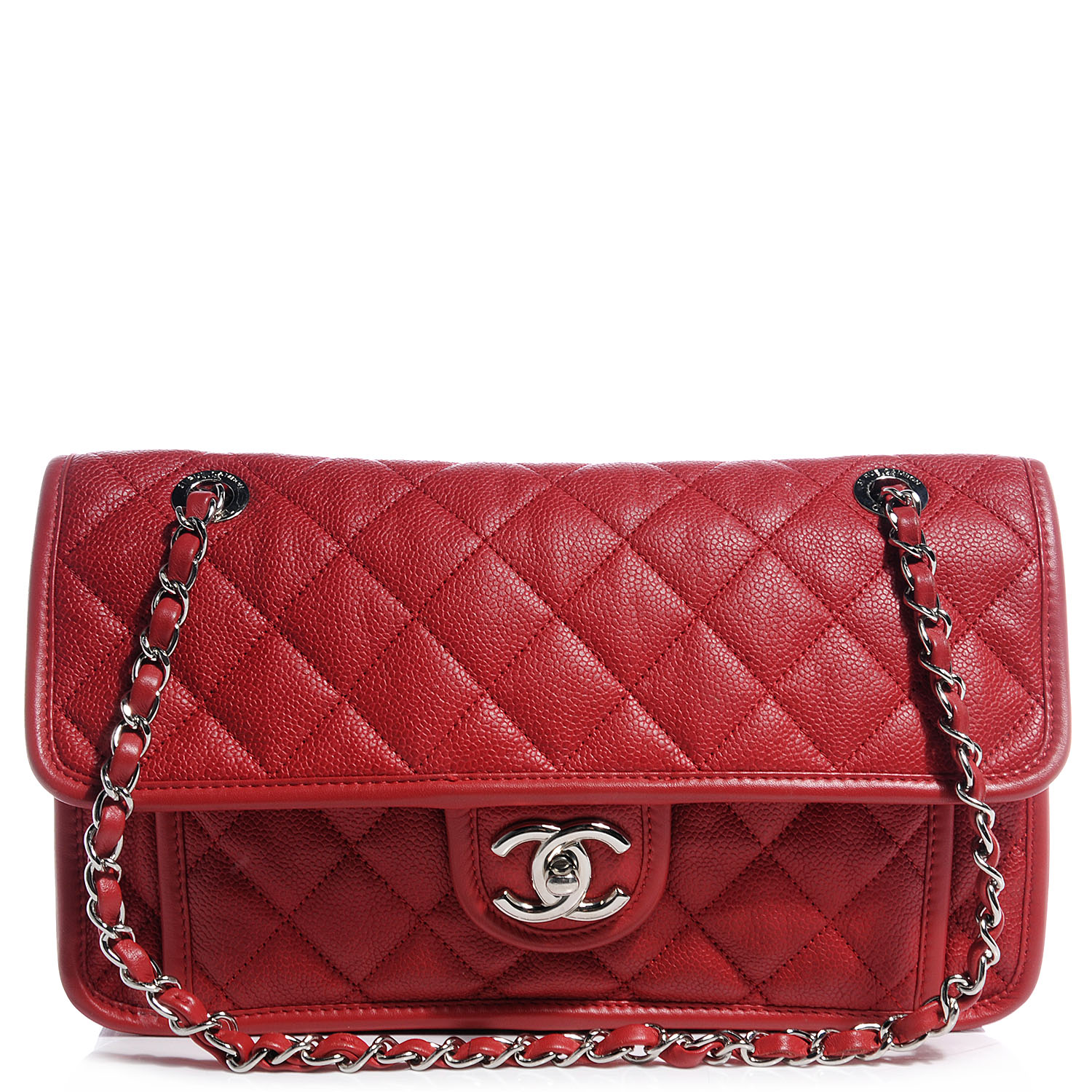 CHANEL Caviar French Riviera Flap Red 59822