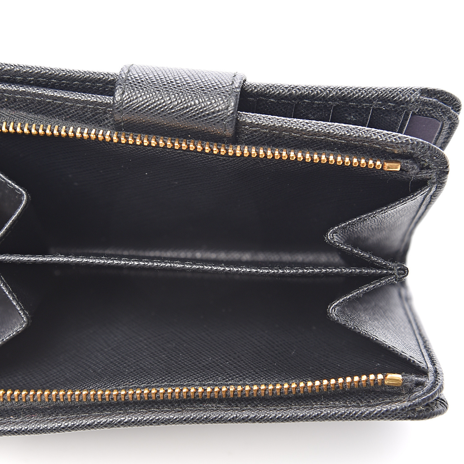 PRADA Saffiano Metal Compact Wallet Black 544792