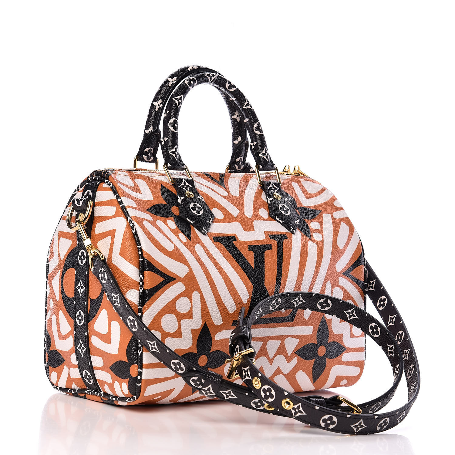 LOUIS VUITTON Monogram Giant Crafty Speedy Bandouliere 25 Creme Caramel ...