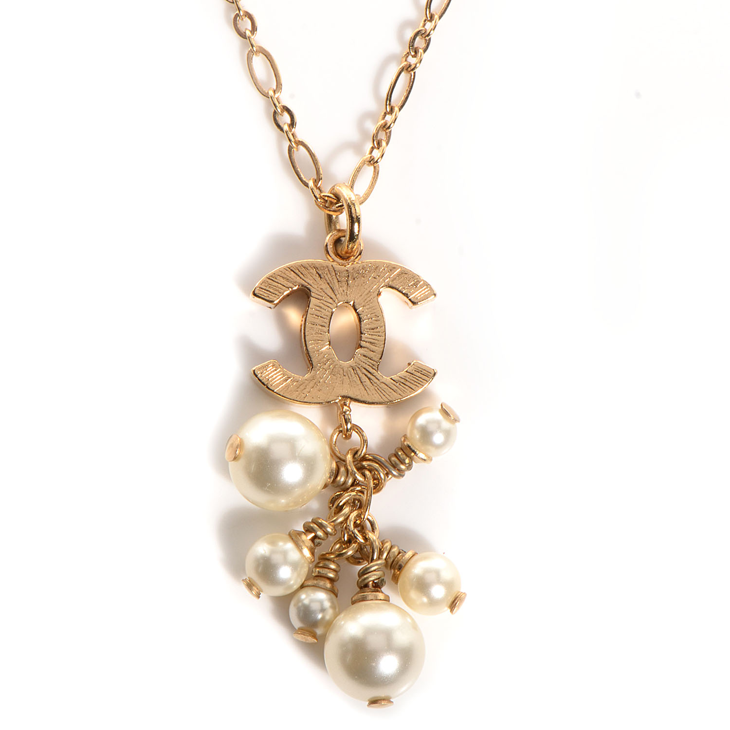 CHANEL Pearl CC Logo Drop Necklace Gold 83749 | FASHIONPHILE