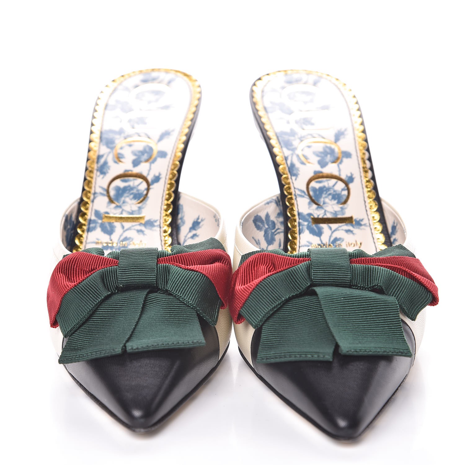 gucci mid heel slide with web