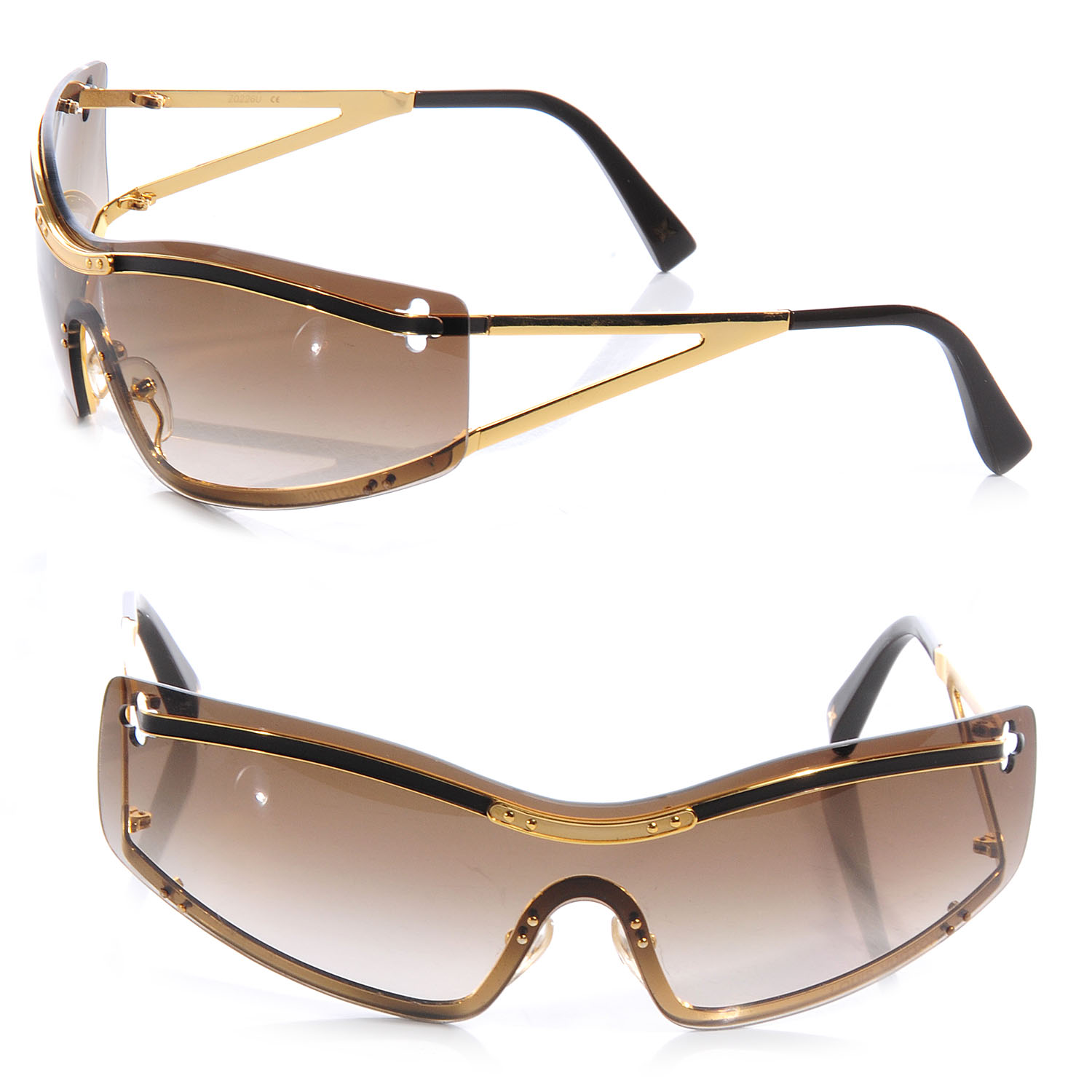 LOUIS VUITTON Harmony Mask Sunglasses Gold 61343