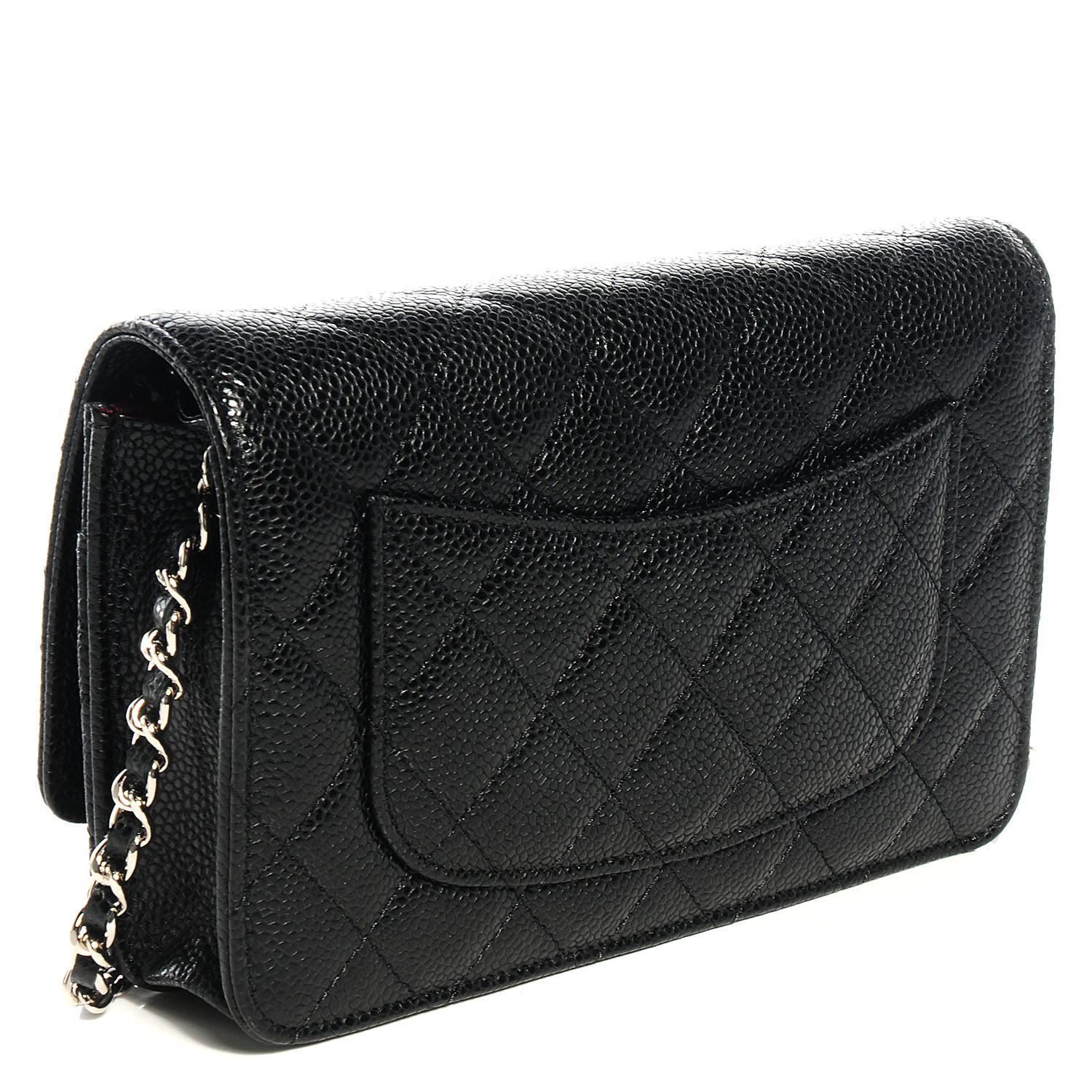 CHANEL Caviar Wallet on Chain WOC Black 69973