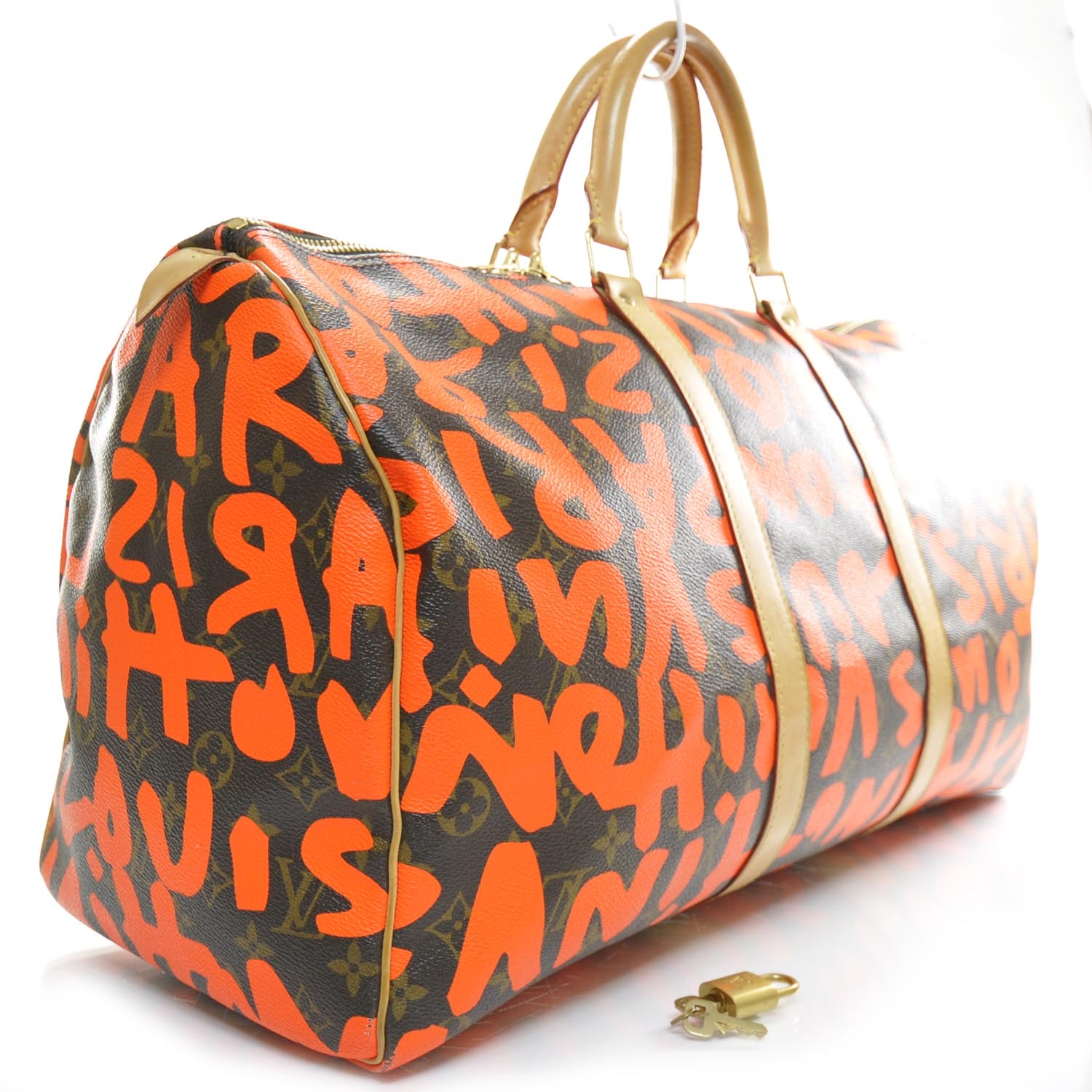 LOUIS VUITTON Graffiti Keepall 50 Orange 23456