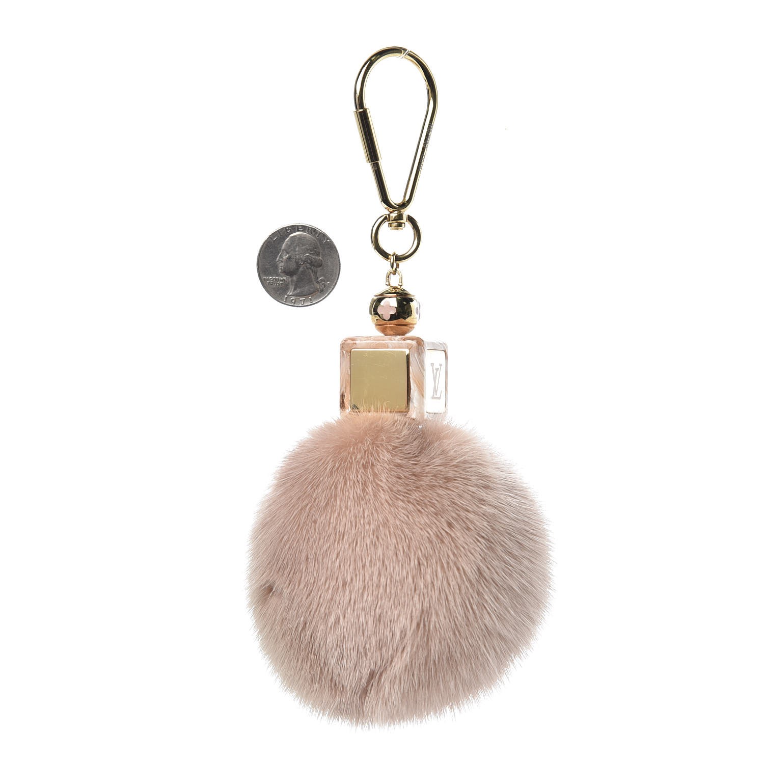 LOUIS VUITTON Mink Fur Fluffy Bag Charm Blush 104022