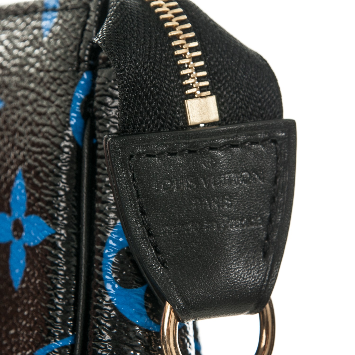 LOUIS VUITTON Colored Monogram Mini Pochette Accessories Blue Black 182008