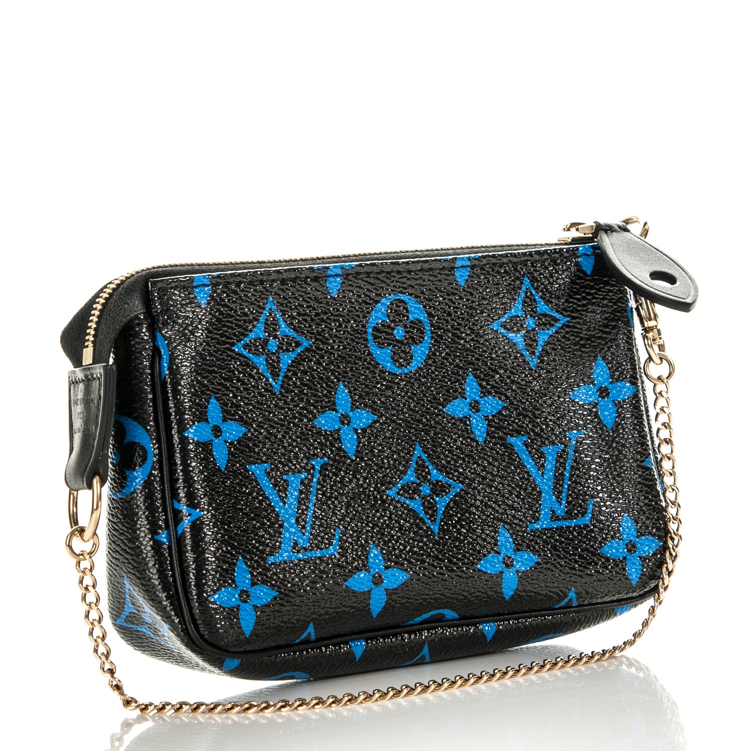 LOUIS VUITTON Colored Monogram Mini Pochette Accessories Blue Black 182008