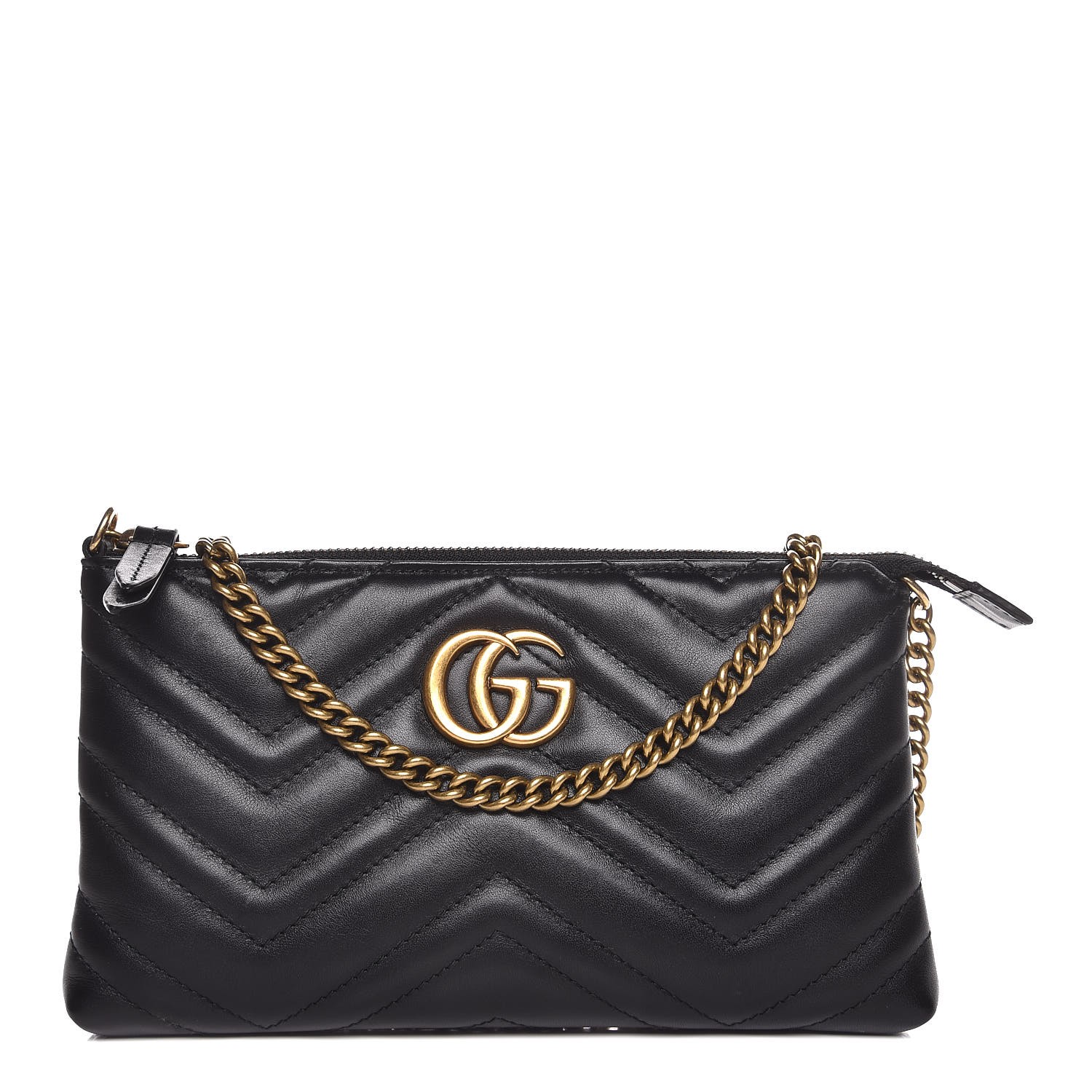 GUCCI Calfskin Matelasse Mini GG Marmont Chain Bag Black ...