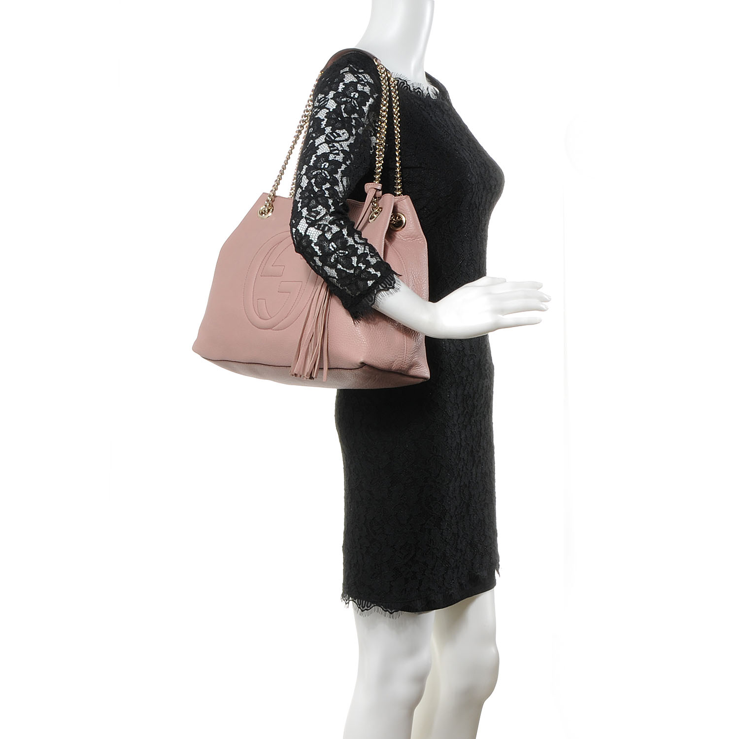 GUCCI Leather Medium Soho Chain Shoulder Bag Light Pink 59838