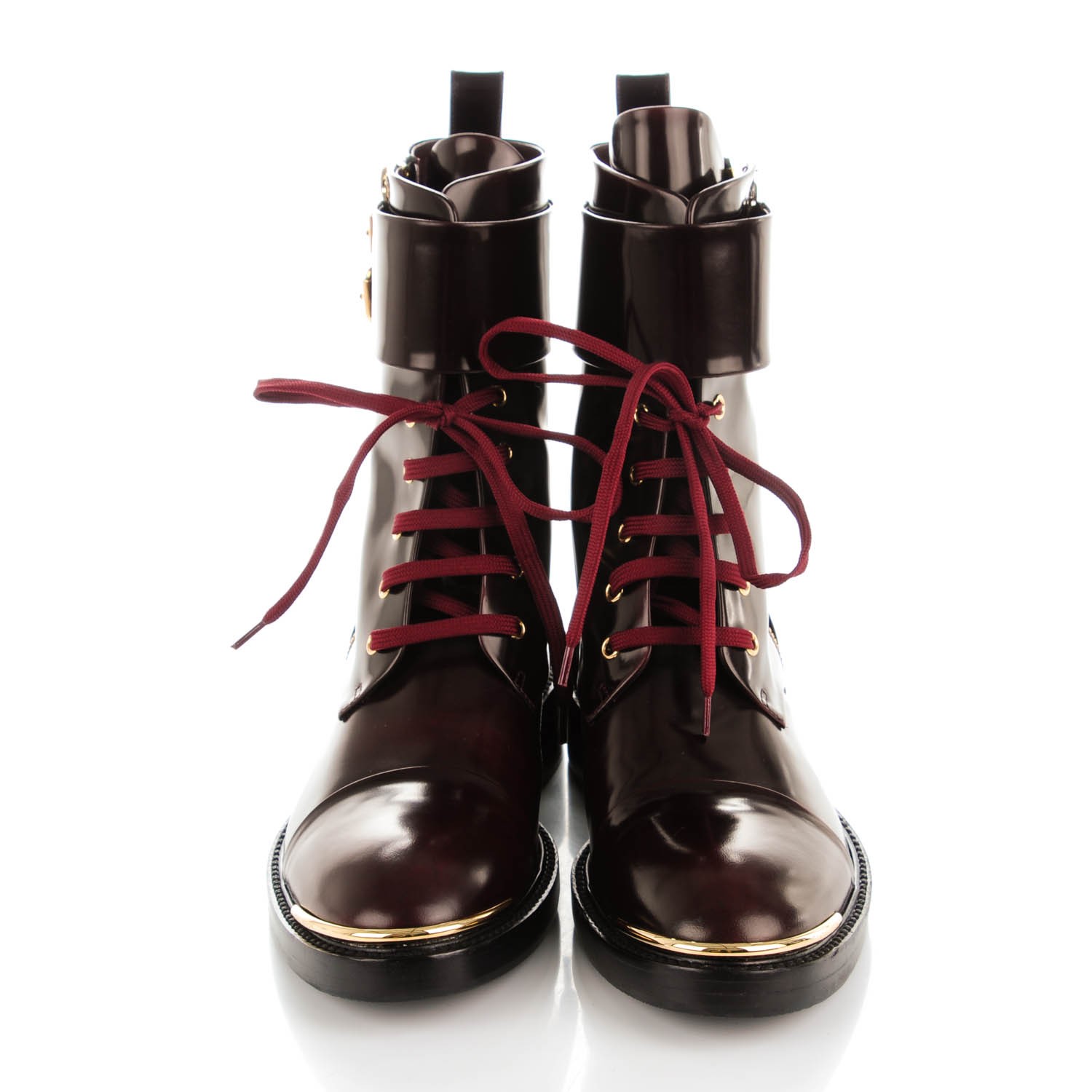 LOUIS VUITTON Calfskin Diplomacy Ranger Combat Boots 39 Red 150579