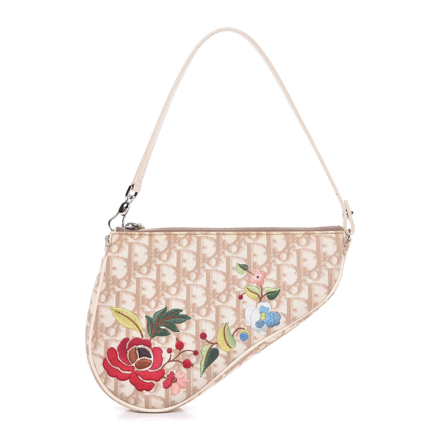 CHRISTIAN DIOR Monogram Vintage Flowers Mini Saddle Bag Beige 336404