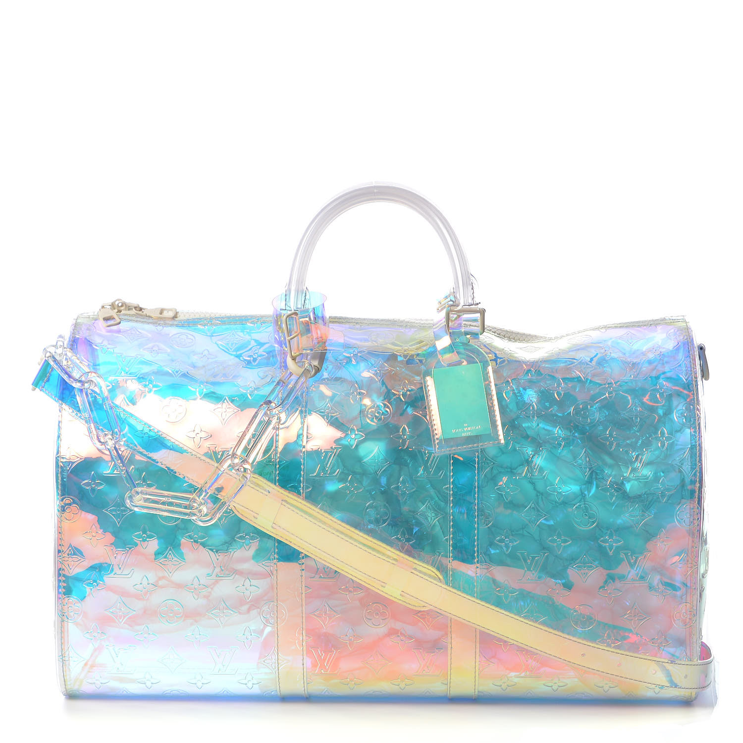 LOUIS VUITTON PVC Monogram Keepall Bandouliere 50 Iridescent Prism 358337