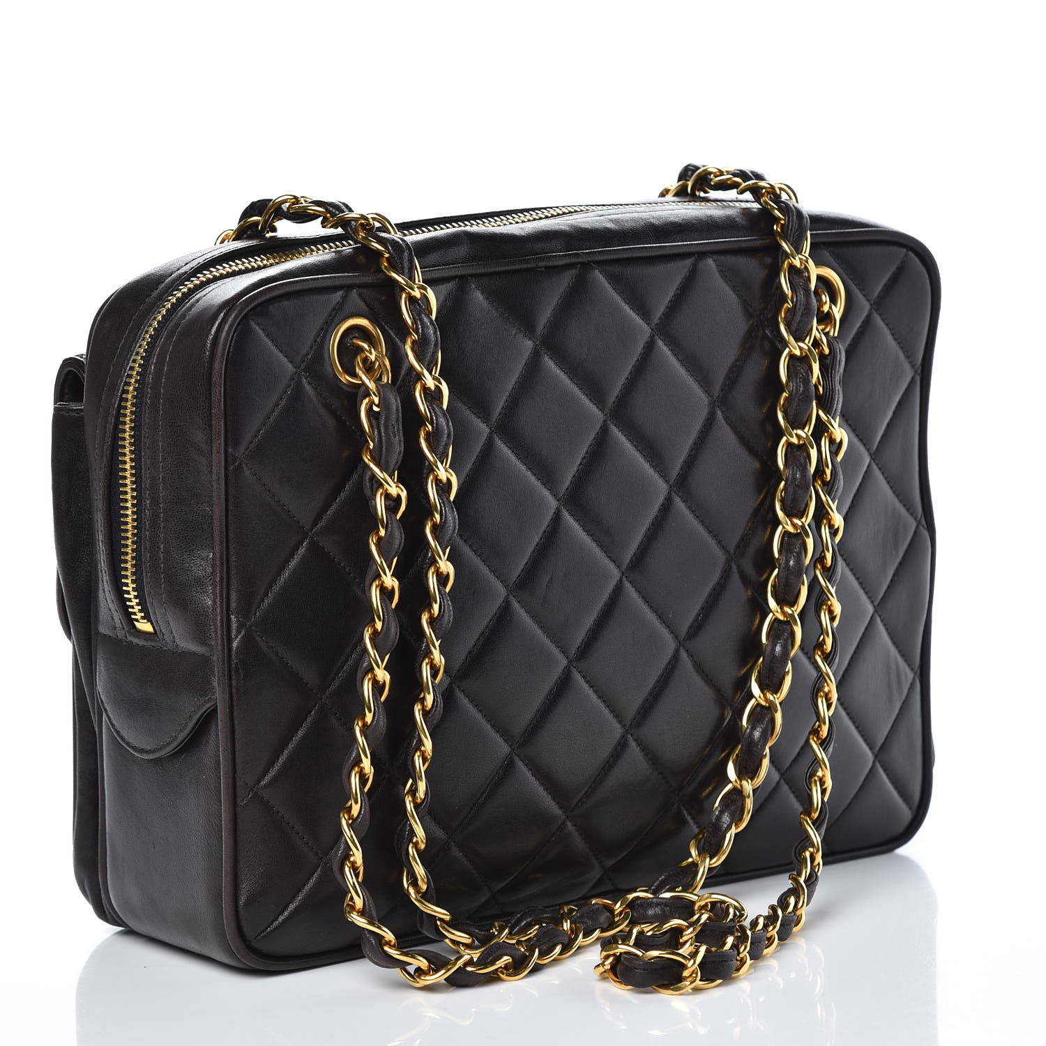 CHANEL Lambskin Quilted Shoulder Bag Black 353617