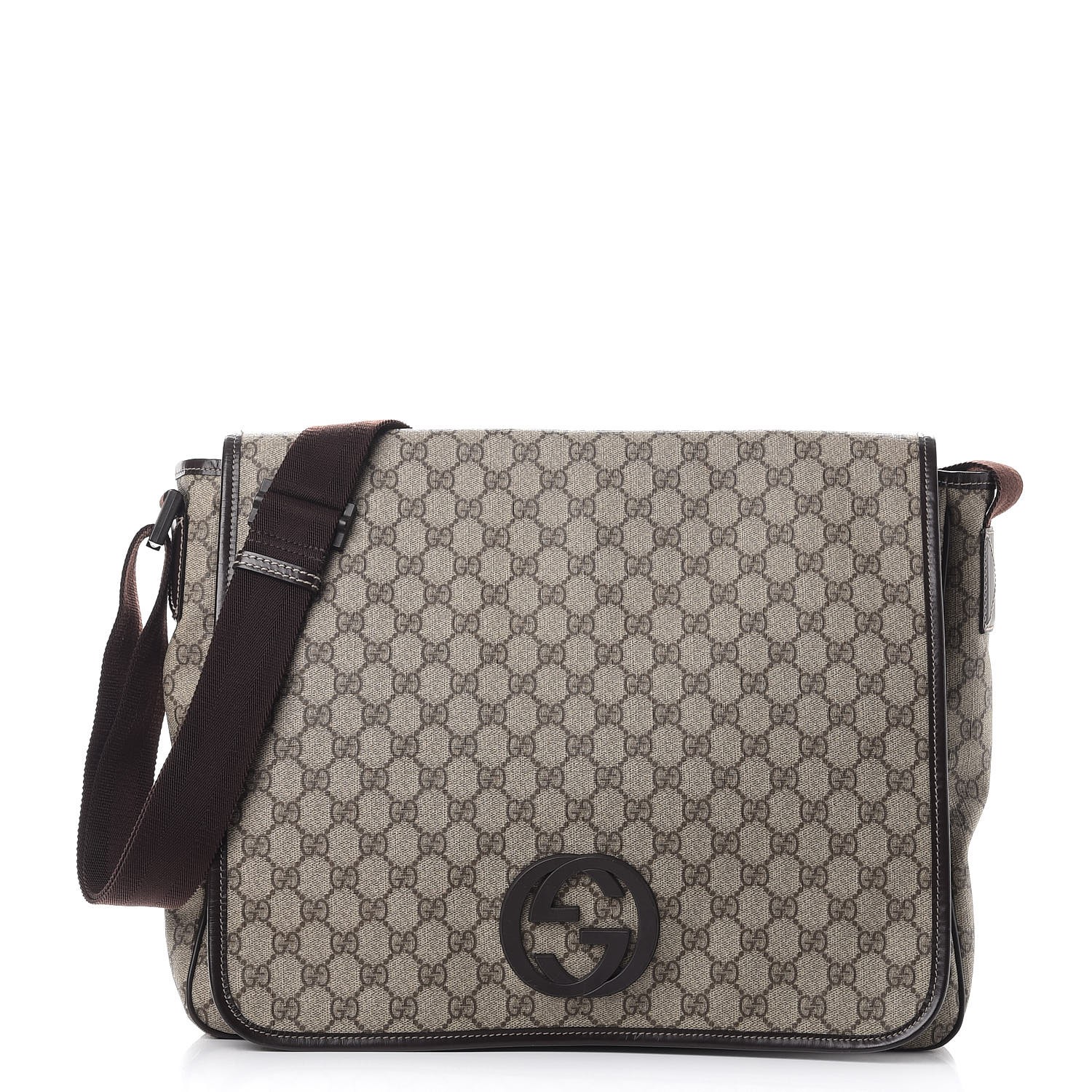 GUCCI GG Plus Monogram Interlocking G Large Messenger Bag Brown 267521