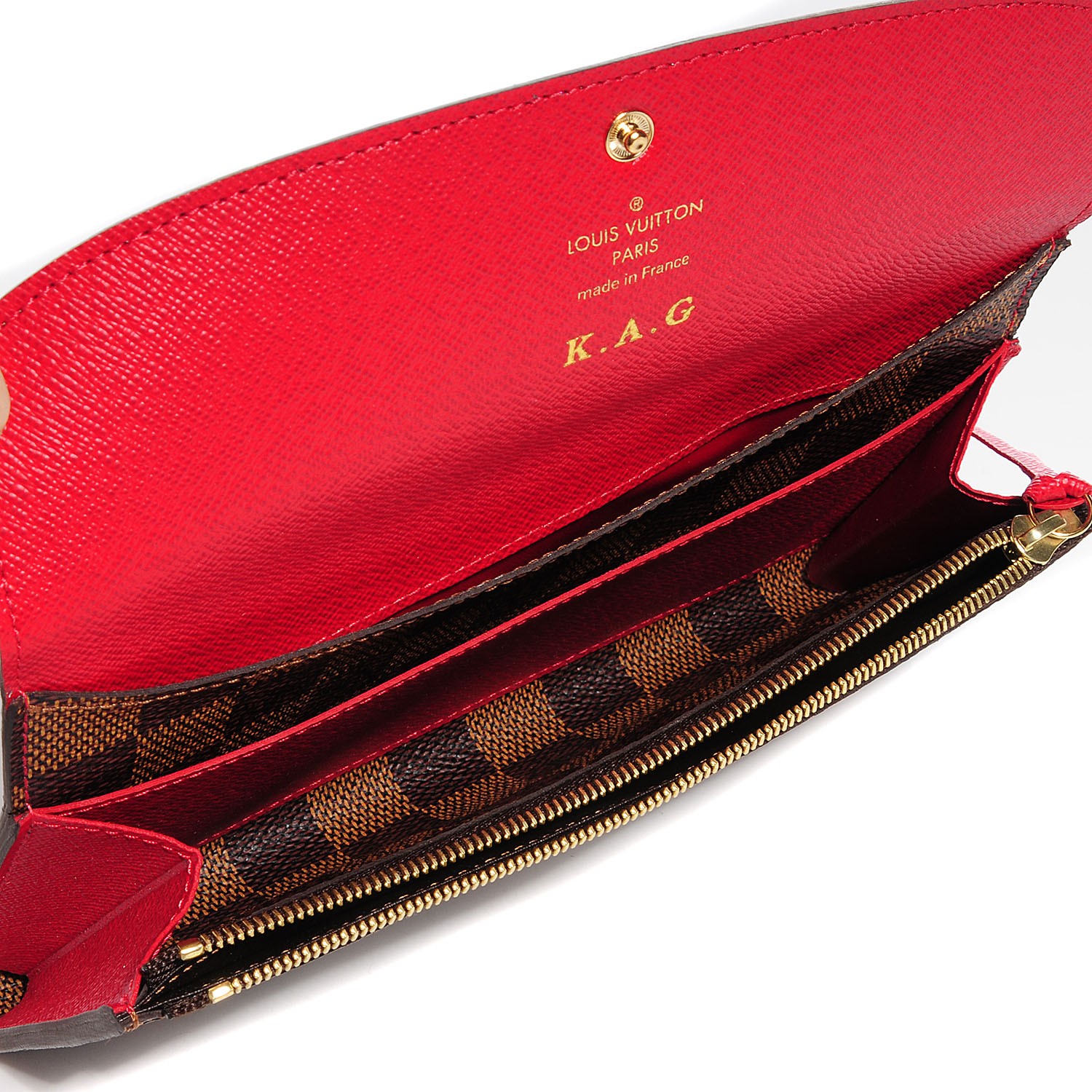 Louis Vuitton Damier Ebene Emilie Wallet Red 95531