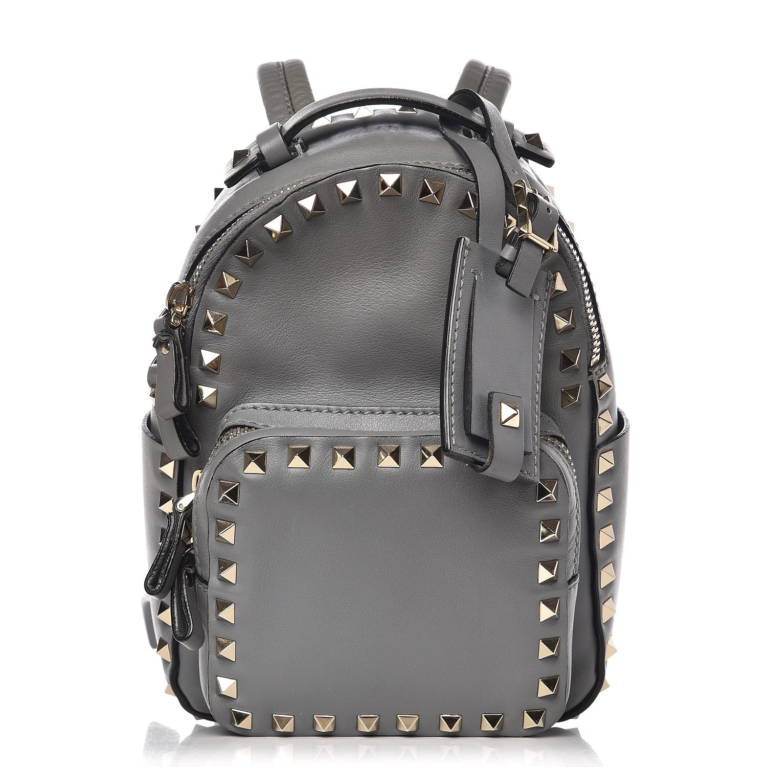 VALENTINO Calfskin Mini Rockstud Backpack Grey 261389 | FASHIONPHILE