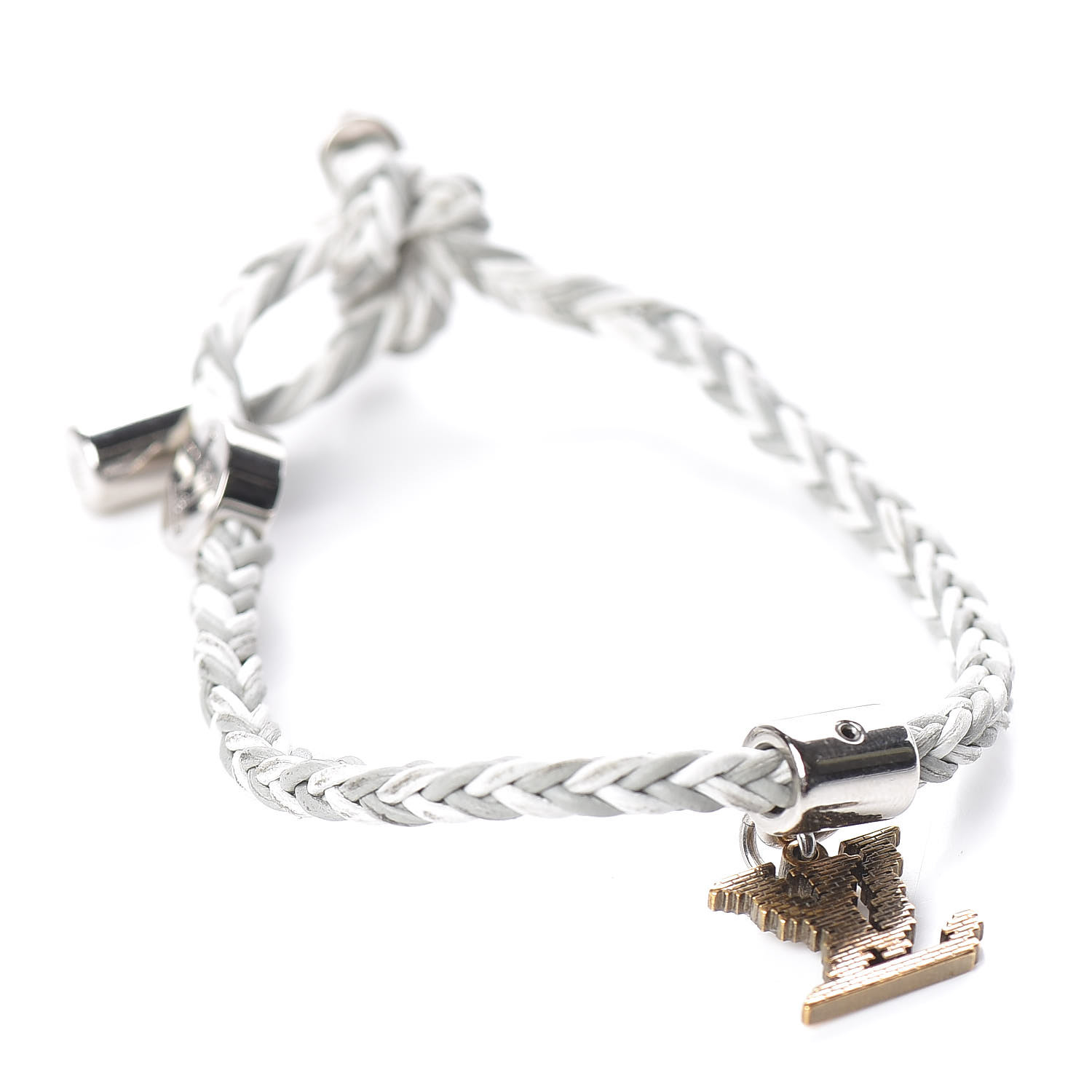 LOUIS VUITTON Calfskin Mens Charm Friendship Bracelet White 483316