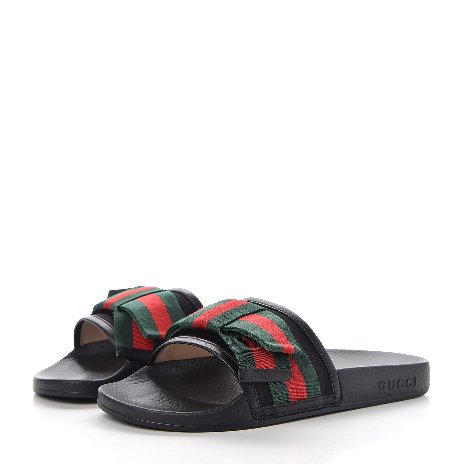 satin slide with web bow gucci
