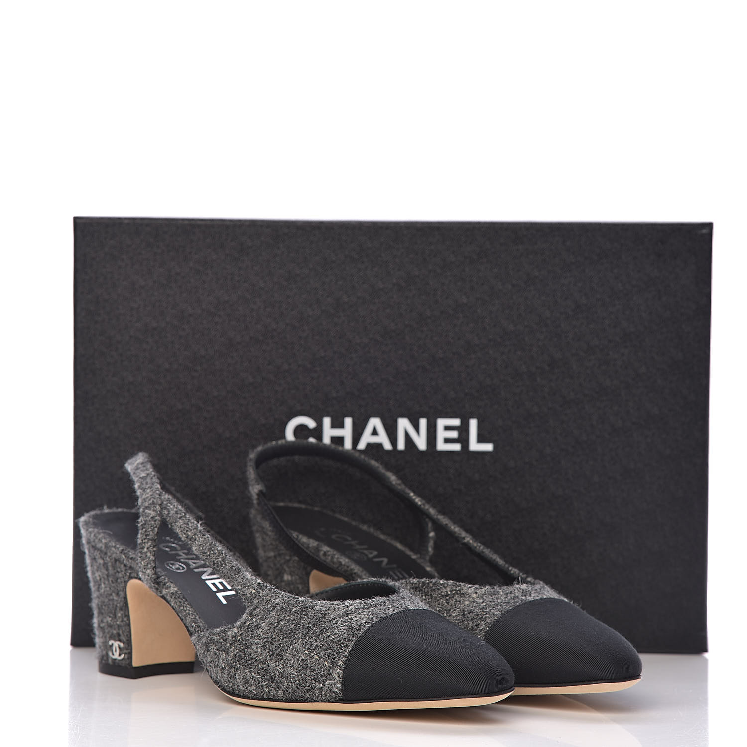 chanel grey slingback
