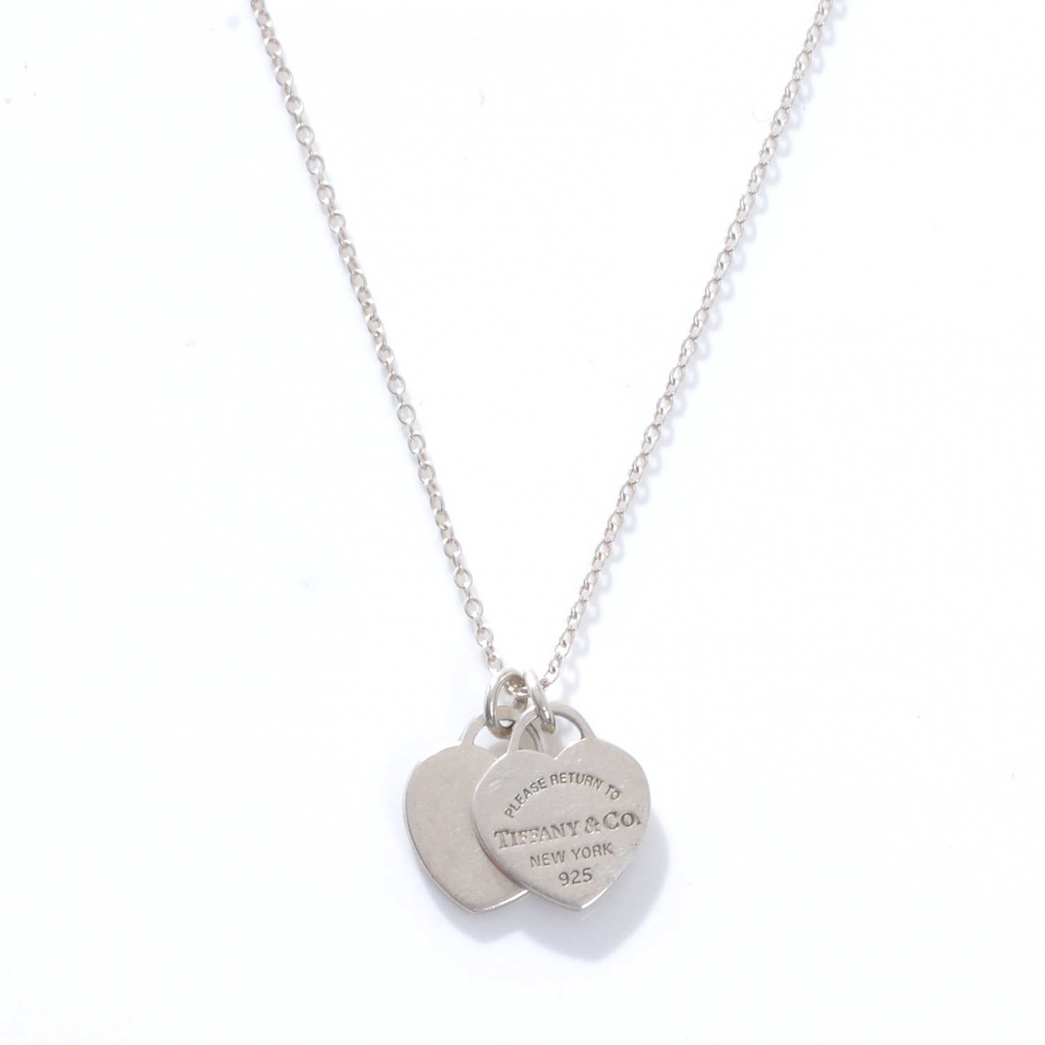 TIFFANY Sterling Silver Return to Tiffany Double Mini Heart Tag Pendant